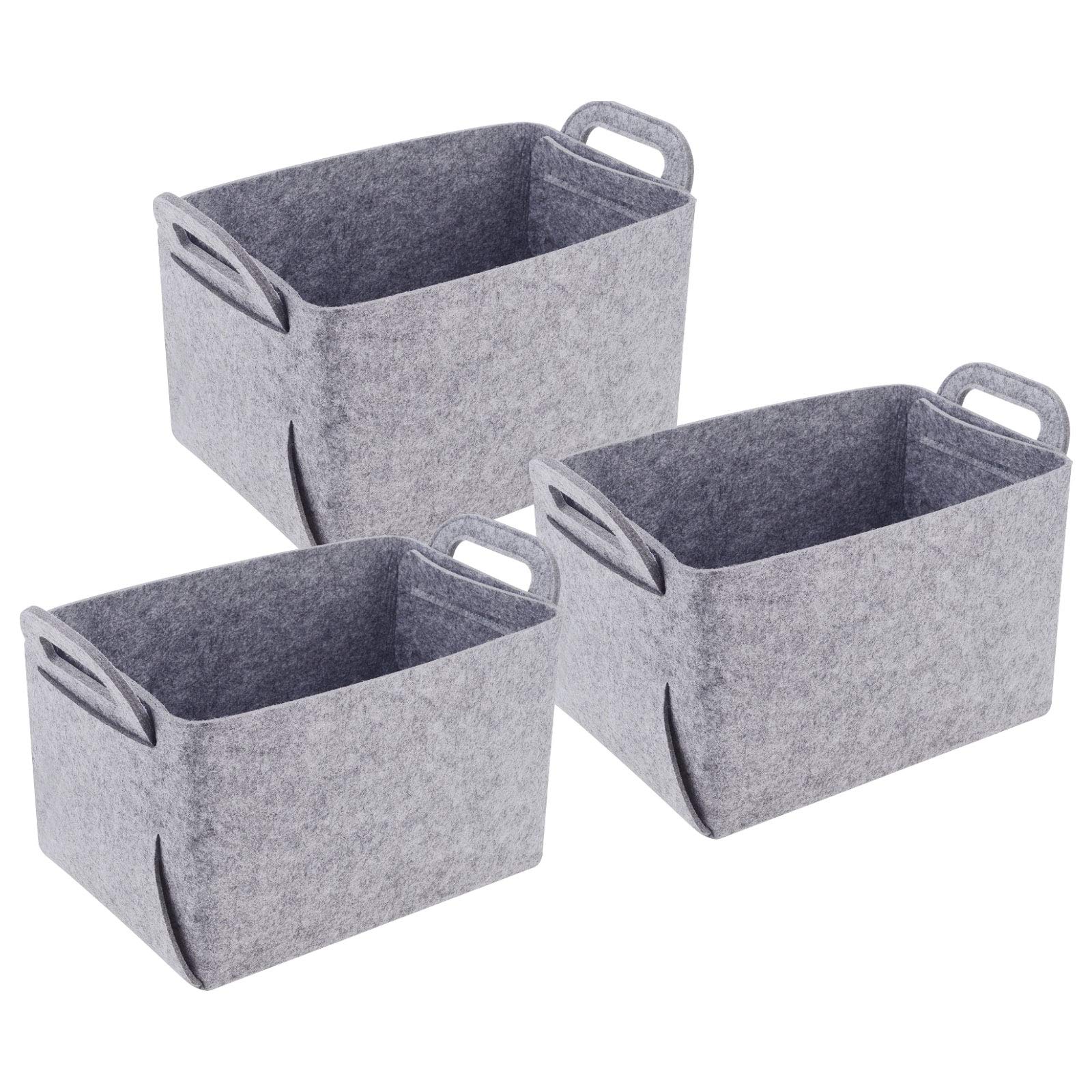 Buy VavoStocks Felt Storage Basket Bin Organizer, 3 Pack Foldable Felt