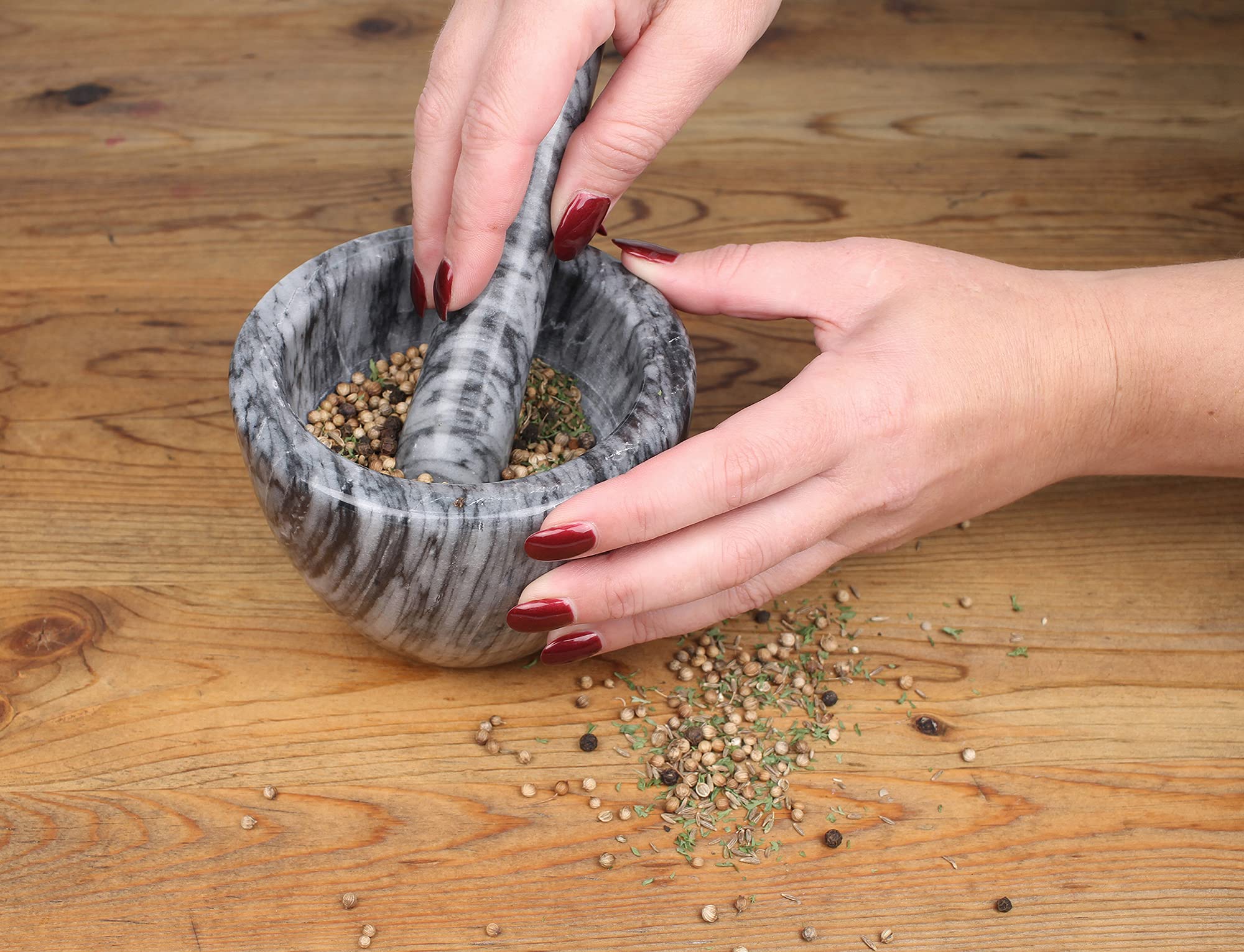 RSVP International Marble Mortar & Pestle Mano de mortero, Gres, Mármol Gris