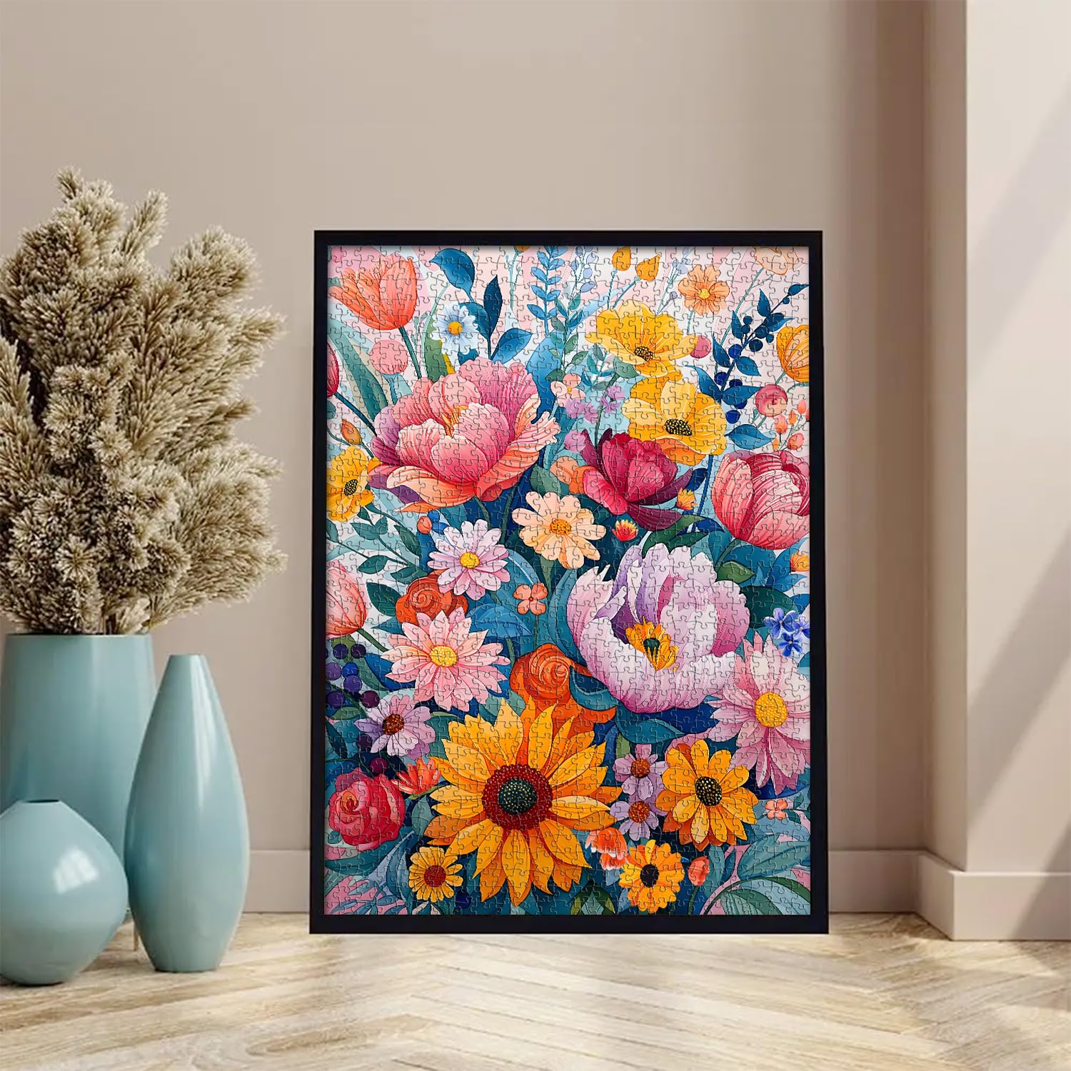 PICKFORU Flower Puzzles for Adults 1000 Pieces, Watercolor Art