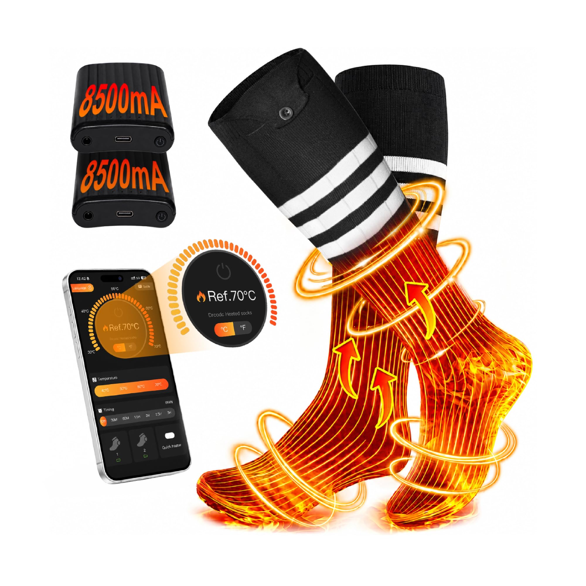 CHOVE Mens Heated Socks