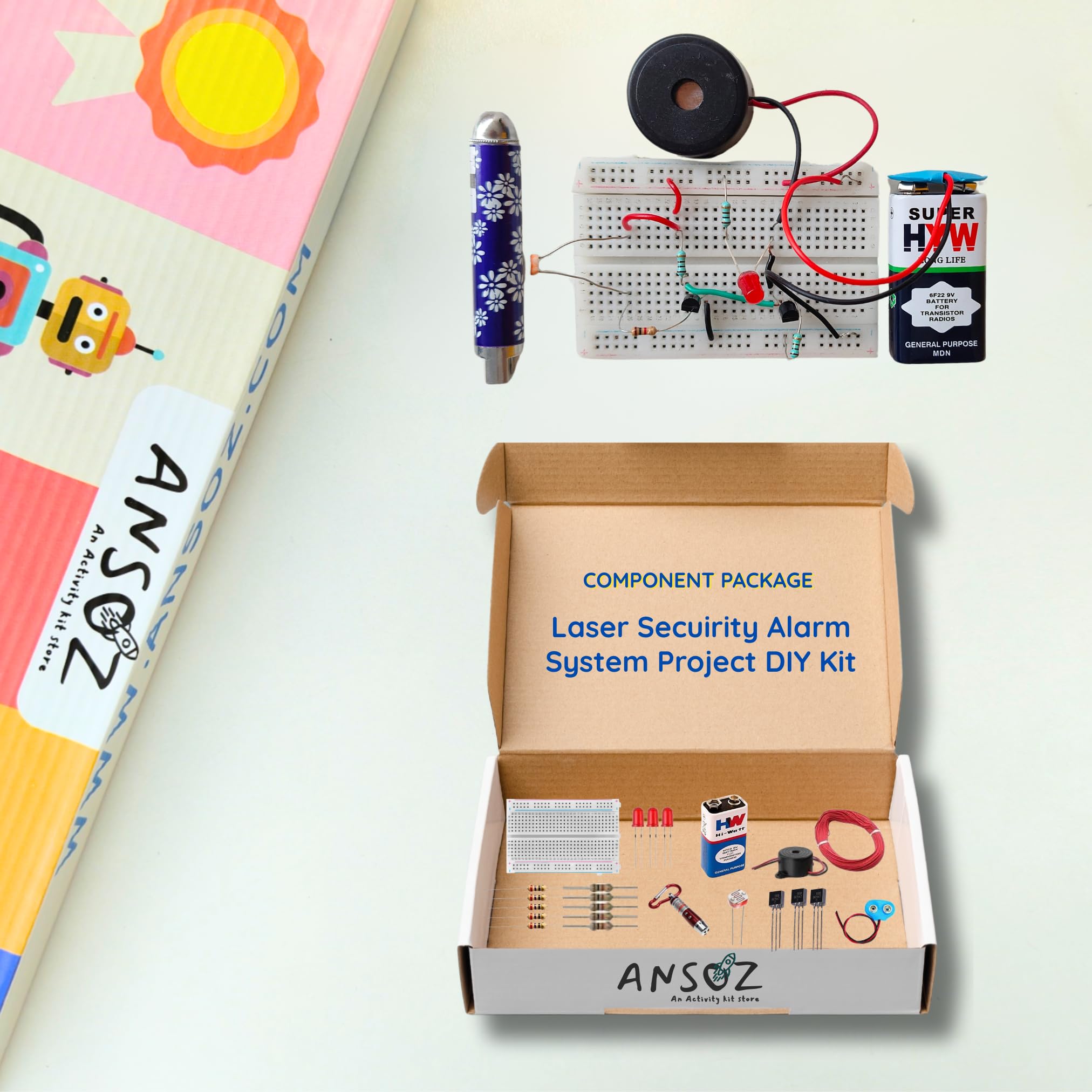 Ansoz Electronic Laser Security Alarm Project DIY Kit | Electronic Component for Students | Learning & Hobby