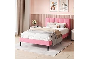 UNIZONE Twin Bed Frame with Button Tufted Headboard