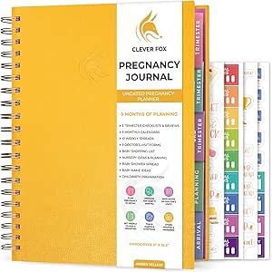 Clever Fox Pregnancy Journal & Memory Book - 9 Month Weekly Pregnancy Planner & Notebook for Expecting Moms  Pregnancy & Baby Keepsake Book - Gift for First Time Moms - Hardcover, 9x10.5 (Amber Yellow)