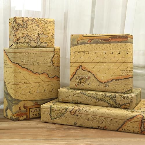 Miniatura 4 de Mapa del mundo retro antiguo antiguo único mapa del mundo de vela papel kraft marrón plegado plano 4 hojas 16 pies cuadrados ttl para bibliotecas