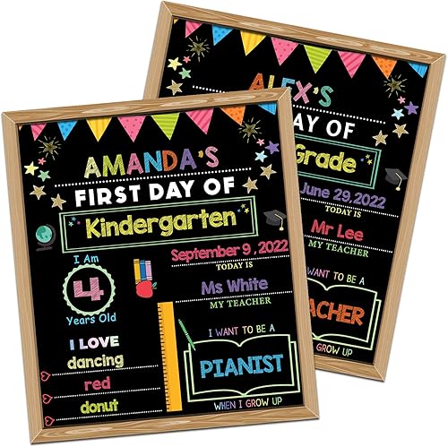 Letrero de primer día de escuela, 14 x 11 pulgadas, de doble cara y reutilizable, para el primer día de escuela, suministros de regreso a escuelas