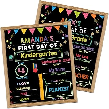 First Day of School Sign, 14" x 11" Double-Sided & Reusable First Day of School Board, Back to Schools Supplies for Preschool Kindergarten 1st Grade, Last Day of Schools Sign