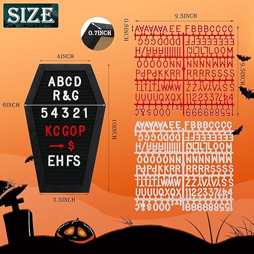 Miniatura 2 de 2 tableros de letras de fieltro negro con letras y números, decoración gótica 270, tablero de mensajes para fiesta de Halloween, hogar, oficina,