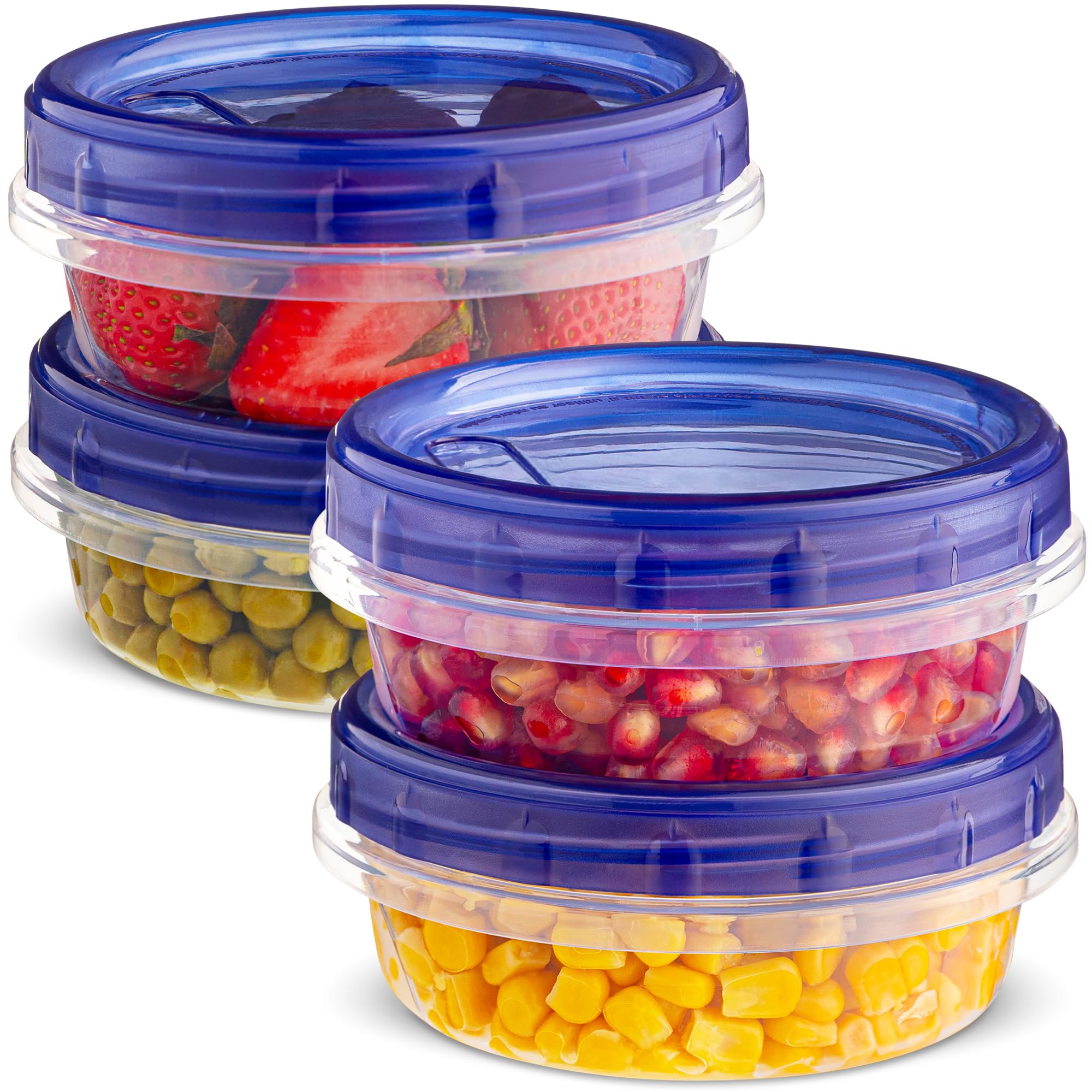 XpressPak Plastic Food Deli Containers With Twist Top Lids - (8 Oz) - [4 Pack] - Food Storage Containers Takeout To Go - Airtight Plastic Containers - Microwave, Freezer & Dishwasher Safe BPA-Free