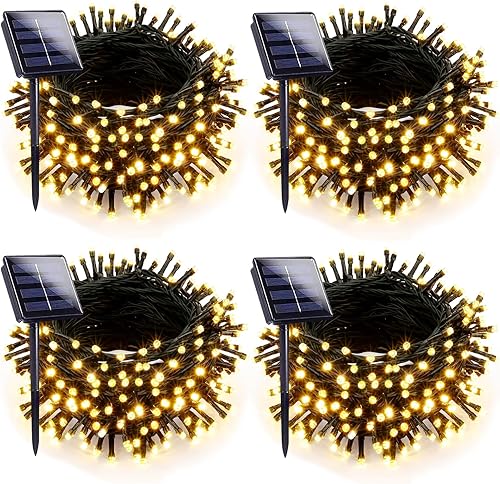 Miniatura 9 de Paquete mejorado de 6 unidades de 240 pies, 600 luces LED, luces solares de Navidad al aire libre, tiras de luces solares con 8 modos de Varios