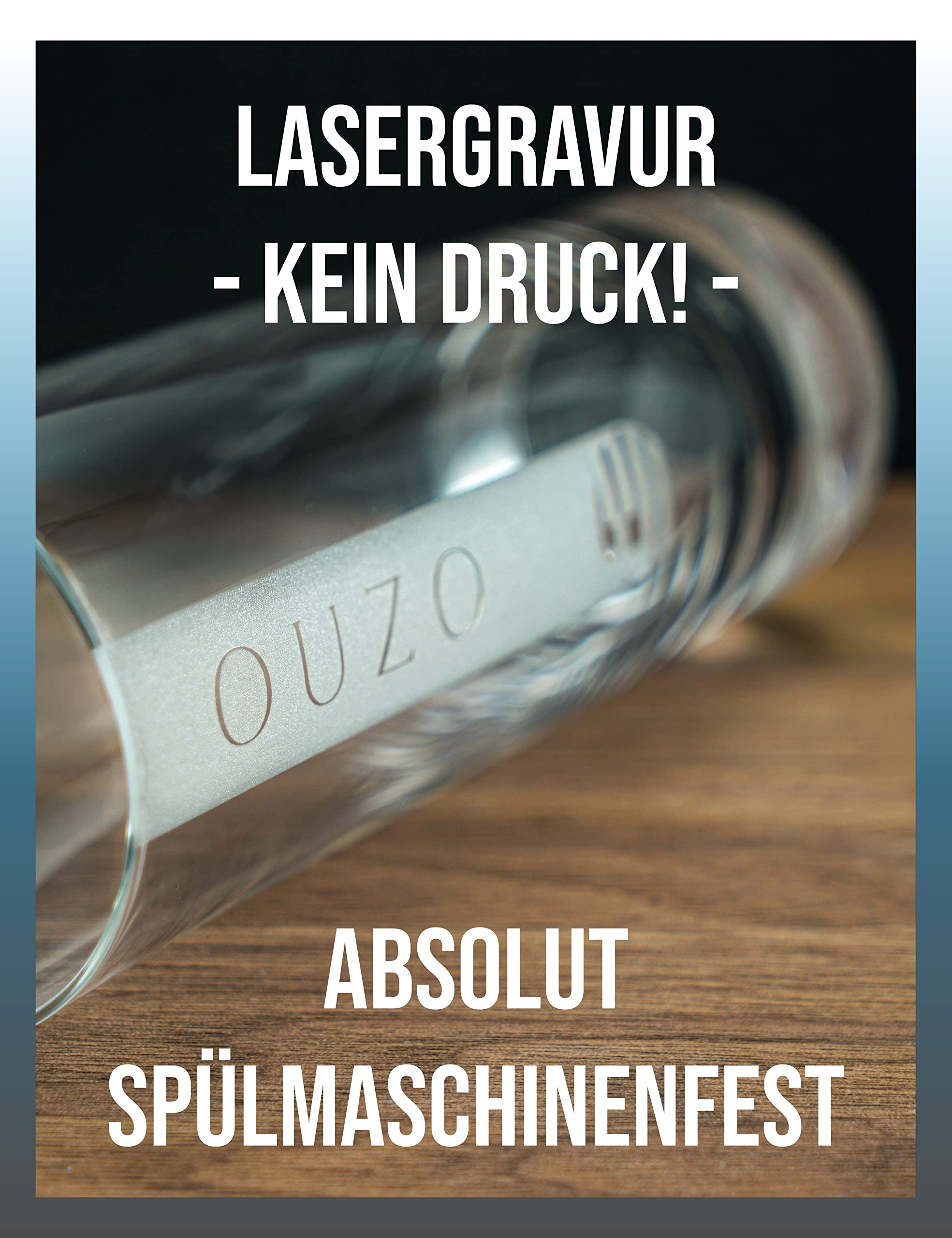 Lot de 6 verres Ouzo 6 cl - 5 tailles disponibles - 6 cl - Passe au lave-vaisselle - Verre Ouzoglas avec gravure