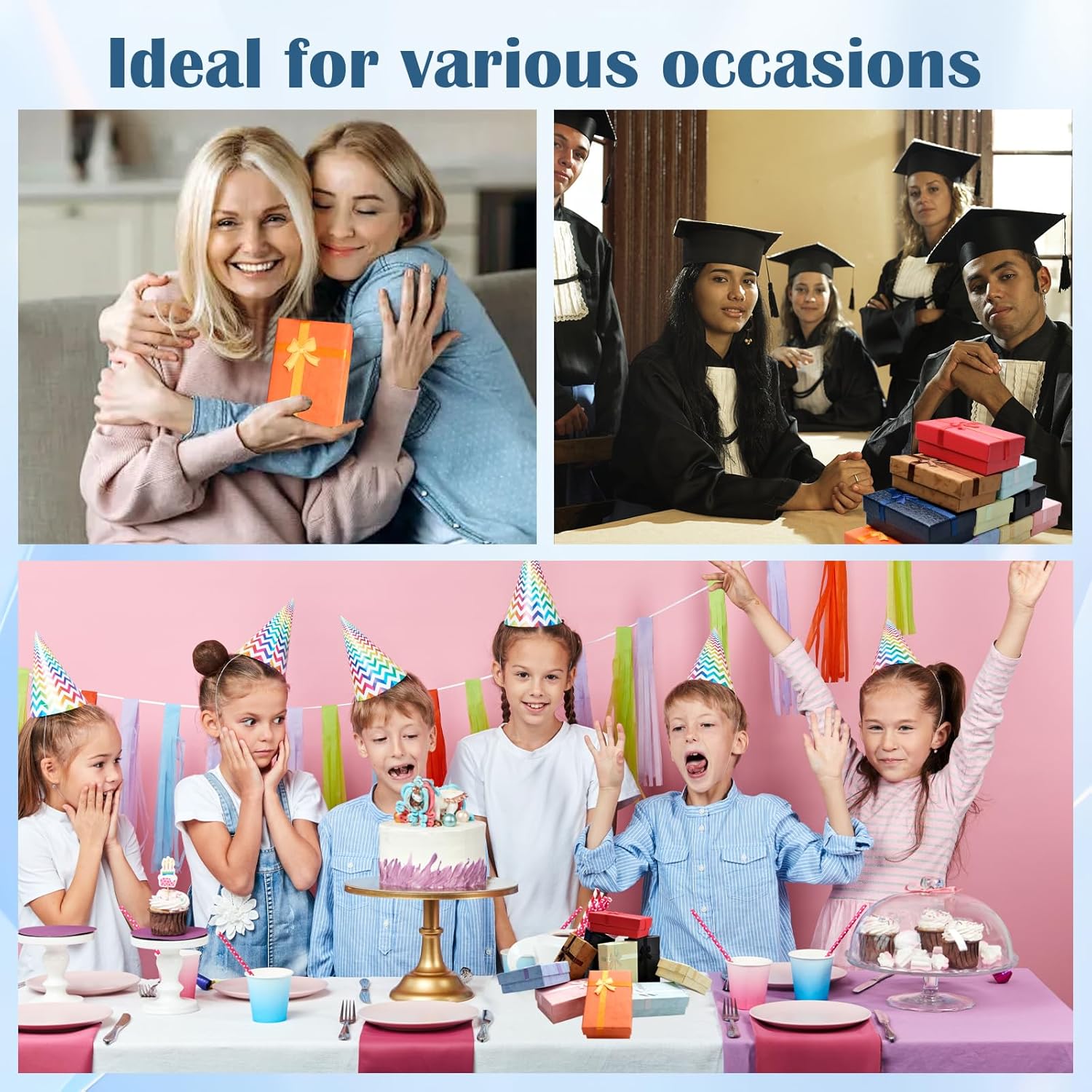 TANEMUDO 200 Pcs Jewelry Gift Boxes Set with Ribbon Bowknot 10 Colors Empty Small Gift Cardboard Boxes for Anniversaries, Weddings, Birthdays