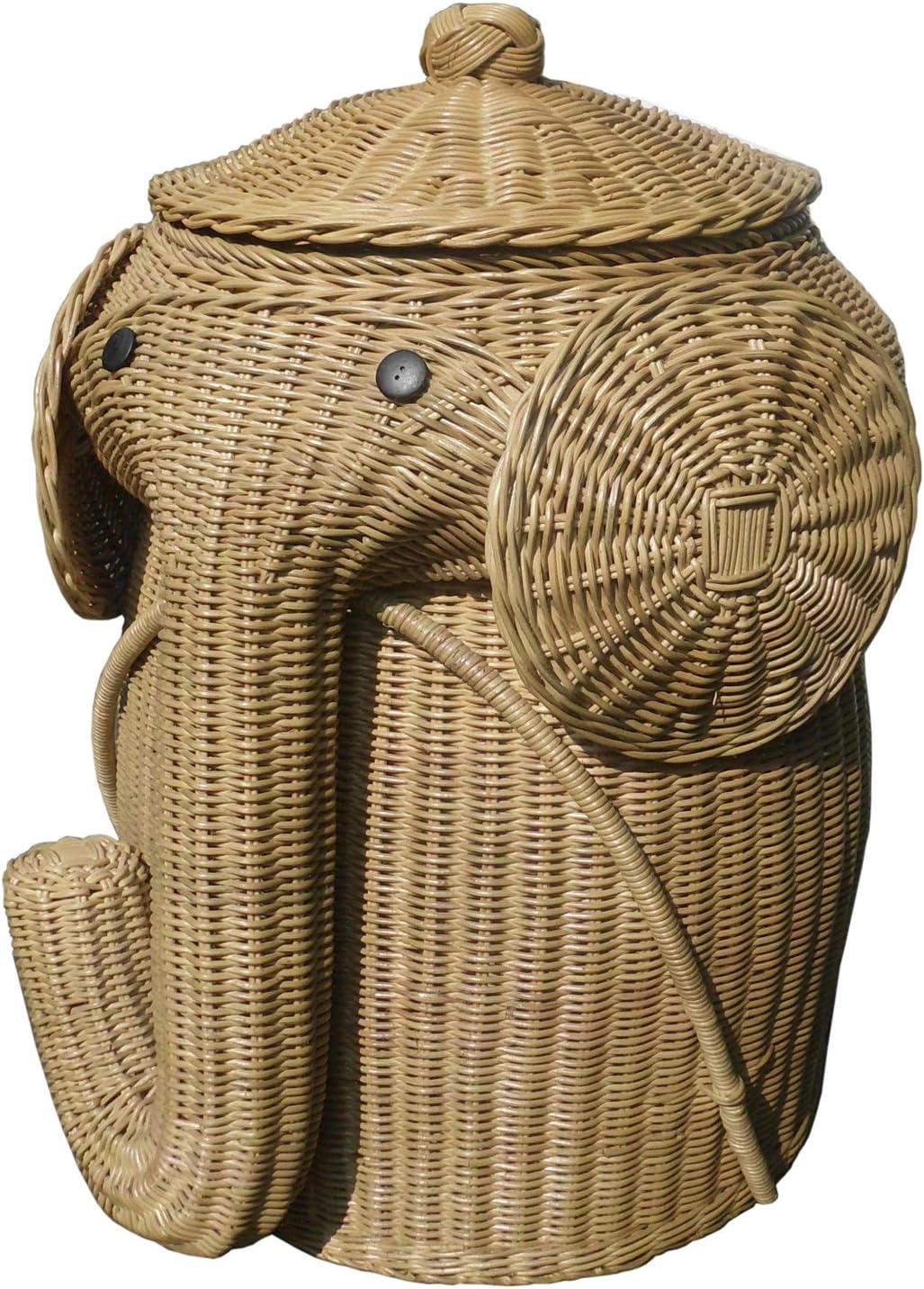 DArt Collection Elephant Wicker Laundry Hamper (Rattan
