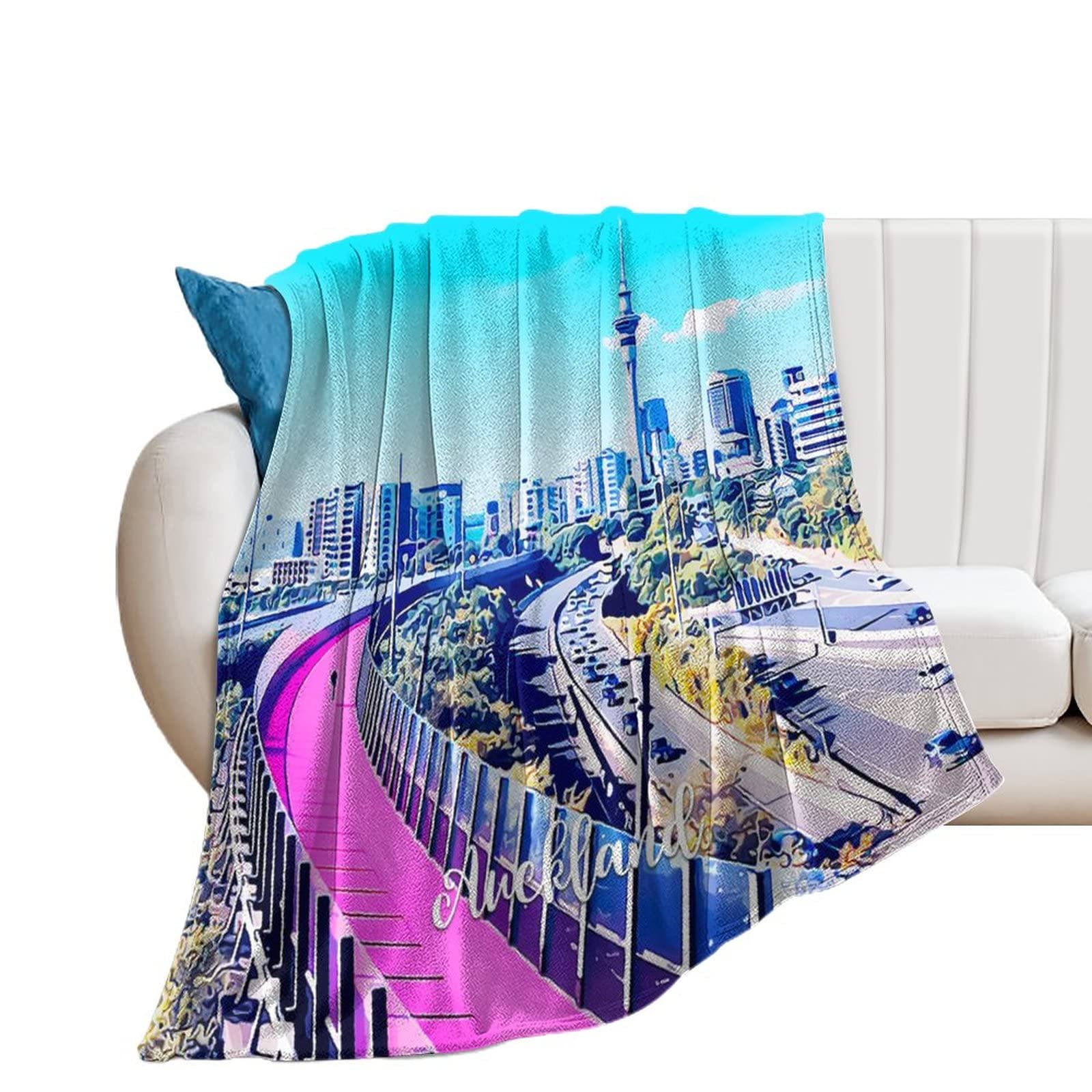 Couverture en flanelle pour canapé et soirées cocooning motif urbain