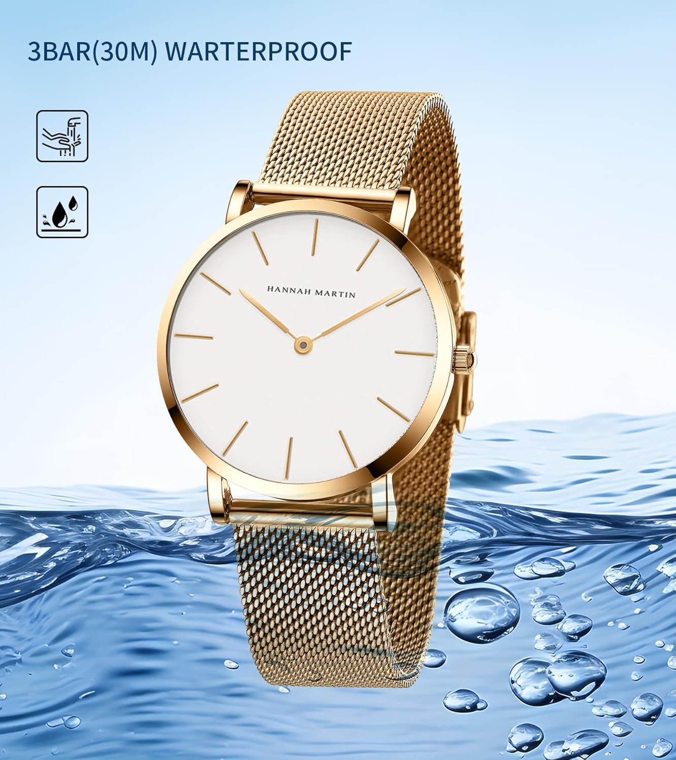 HANNAH MARTIN Watches for Women Waterproof Ladies Analog Quartz Wrist Watches Stainless Steel Band Fashion Dainty Female Watch Luxury Bracelet Diamond - Image 5