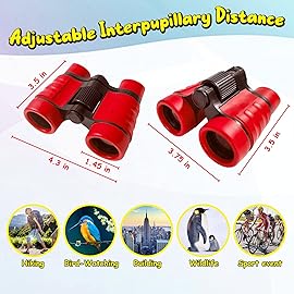 ESSENSON Binoculars for Kids Toys Gifts for Age 3-12 Years Old Boys Girls Kids Telescope Outdoor Toys for Sports and Outside Play Hiking, Bird Watching, Travel, Camping, Birthday Presents (Red)