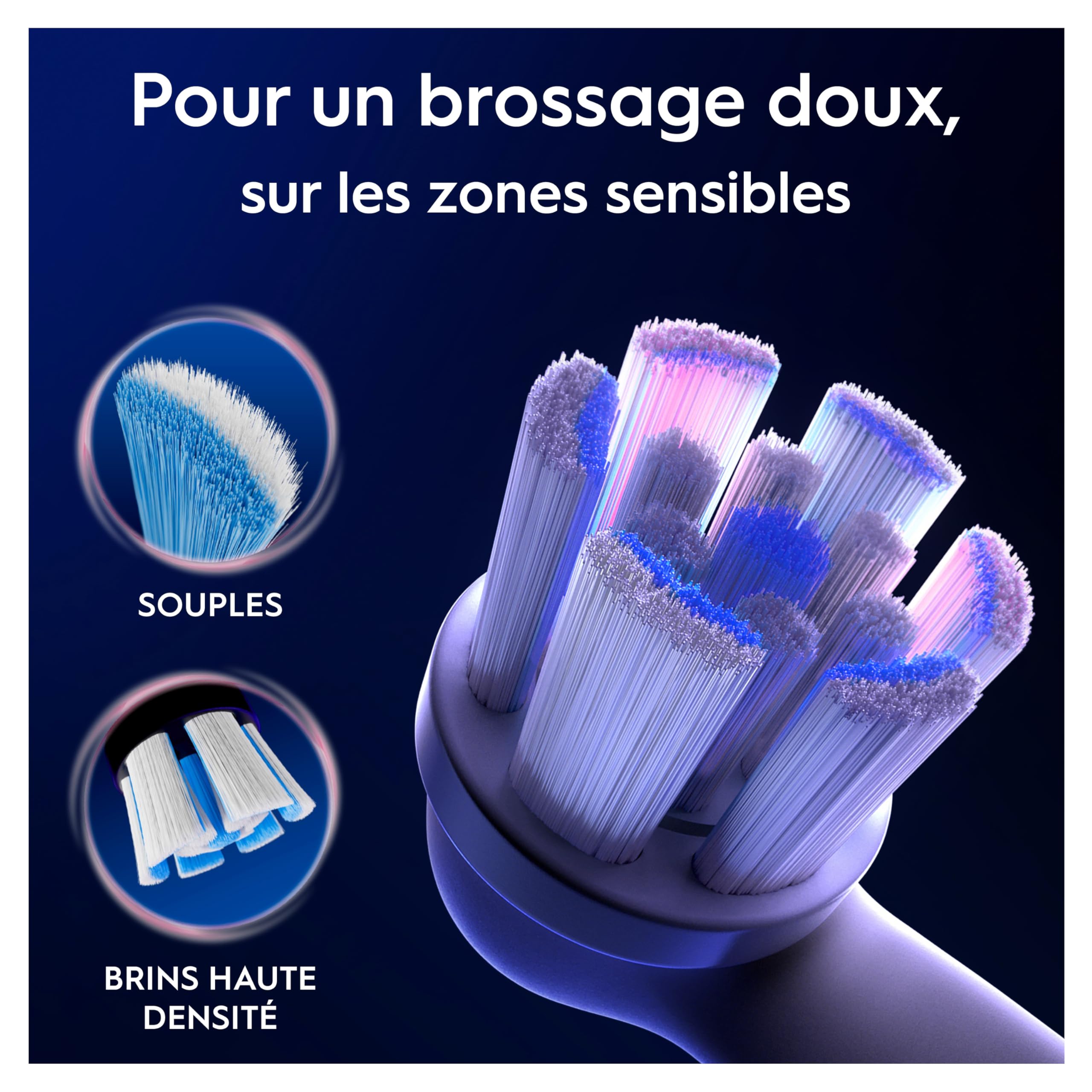 Oral-B Brossettes de Rechange Gentle Care, lot de 8, Blanches – Recharges Brosse à Dents Électrique iO, 4000 Brins Souples pour un Brossage Doux sur les Gencives