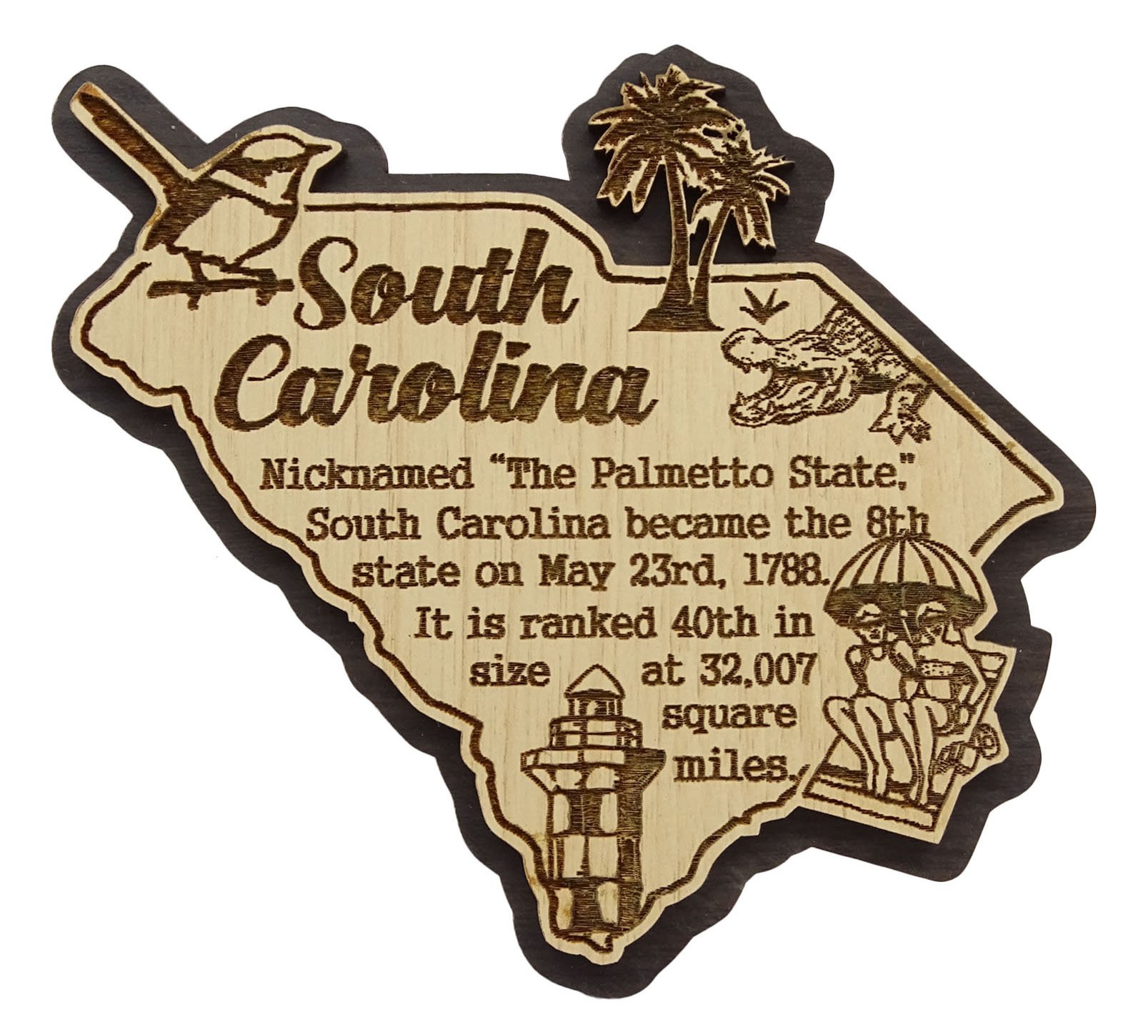 Printtoo USA South Carolina State Map Wooden Magnet Souvenir Fridge Magnet Gift