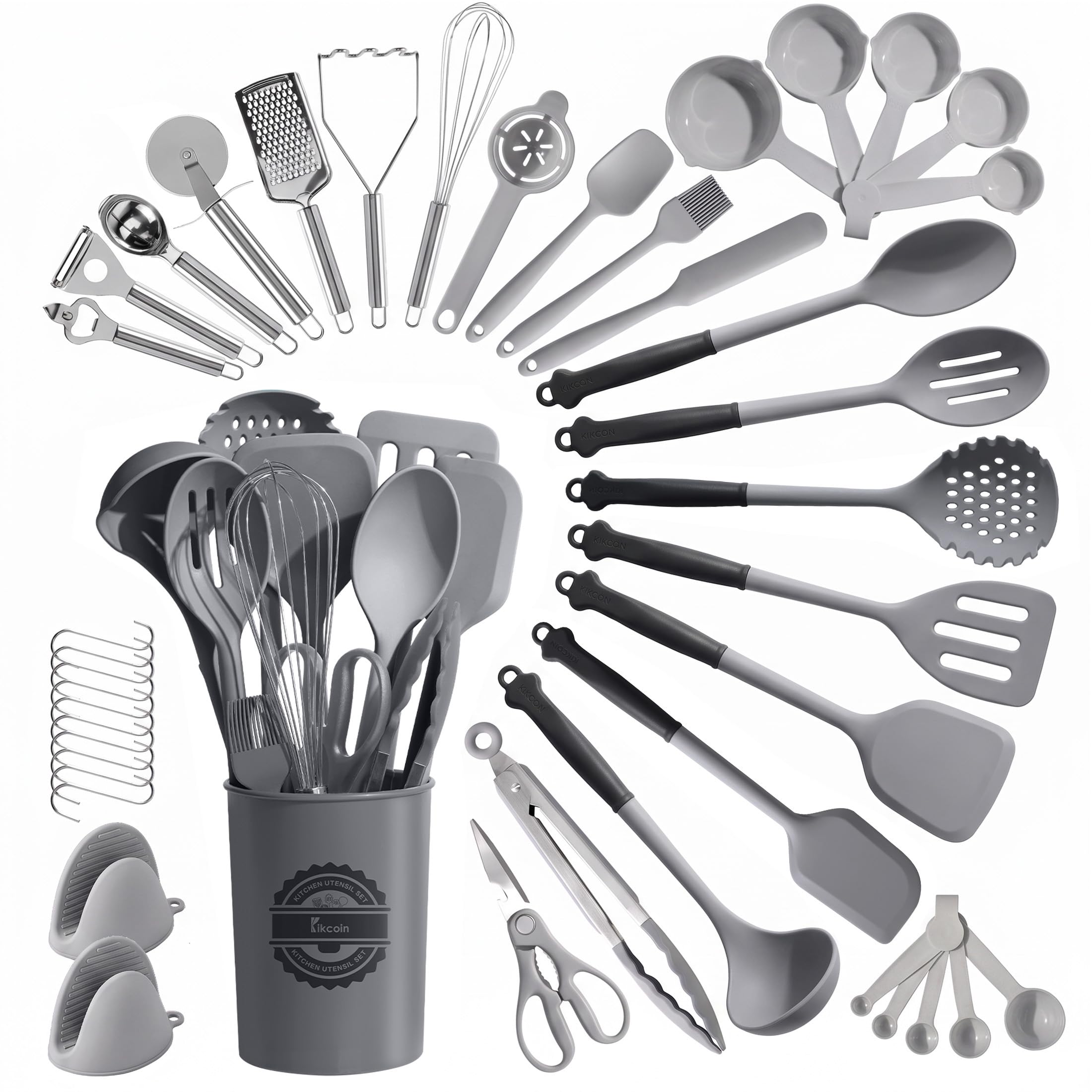 Kikcoin 43 PCS Silicone Kitchen Utensils Set