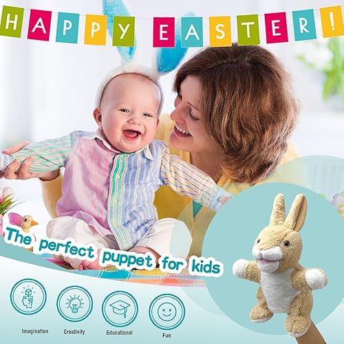 Miniatura 10 de Marionetas de mano de panda de peluche, marionetas de mano de 9 pulgadas para niños, marionetas de animales realistas de animales de peluche para