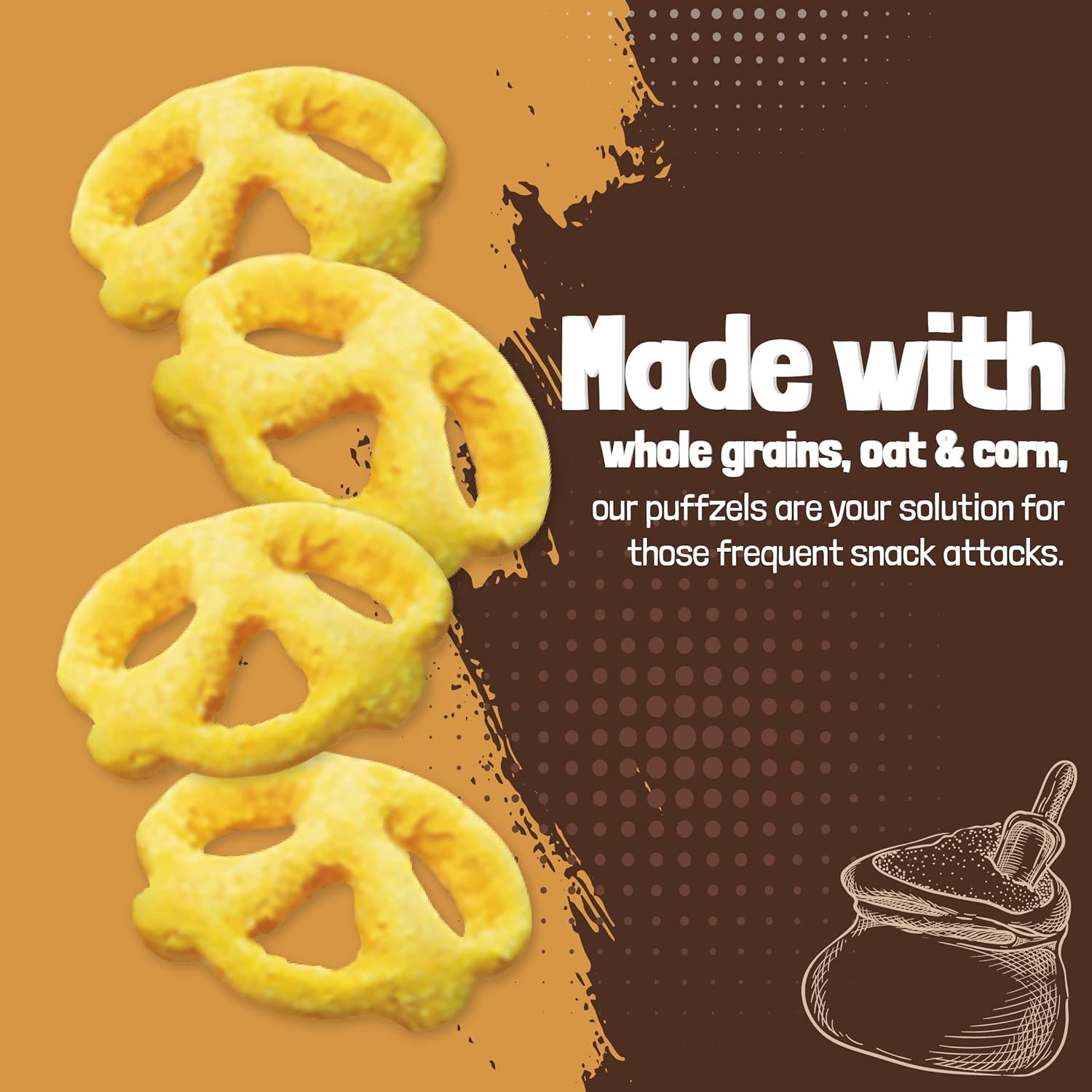 Unique Snacks Puff Knots, Sweet Honey and Savory Mustard Flavor with a Fun Pretzel Crunch, Gluten-Free Snacks, 4.8 Oz. Snack Bag, Pack of 6, Honey Mustard