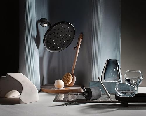 Miniatura 5 de Moen 220R3BL Verso - Cabezal de ducha de lluvia ajustable de 9 pulgadas de diámetro, color negro mate