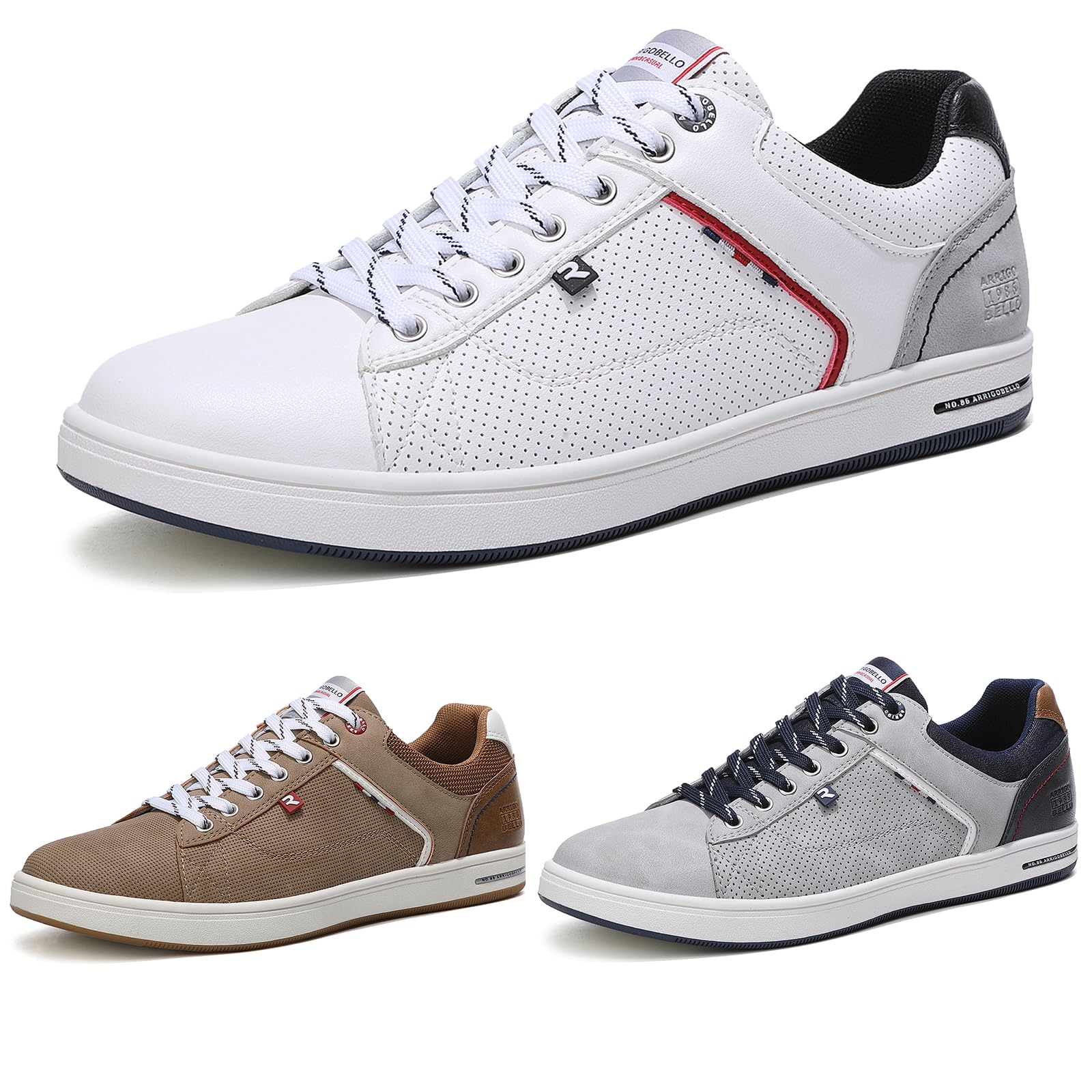 ARRIGO BELLO Sneaker Herren Schuhe Business Freizeitschuhe Leichte Trainers für Walking, Laufen, Sport Größe 41-46 (45, T Weiße)