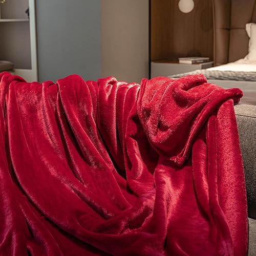 Miniatura 5 de NANPIPER Manta de forro polar tamaño Queen suave manta de cama - 420GSM cálida felpa felpa microfibra rojo vino 90 x 90 pulgadas