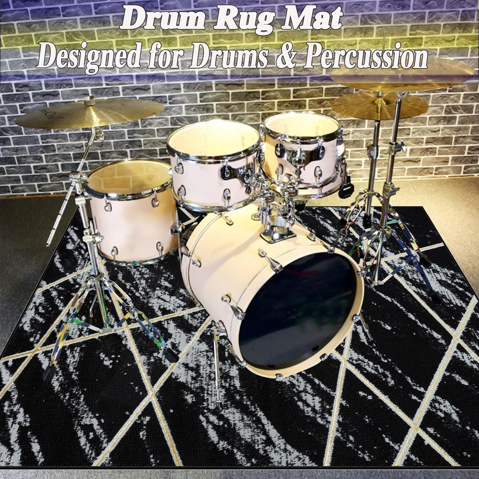 Drum Teppich, Elektrischer Schlagzeugmatte, Drum Rug Schlagzeugzubehör für E-Drums, Jazz-Drum-Set Schlagzeugteppich Schalldichte Teppichpolster, 180 x 160 cm Antivibrationsmatte für Studio, Wohnung