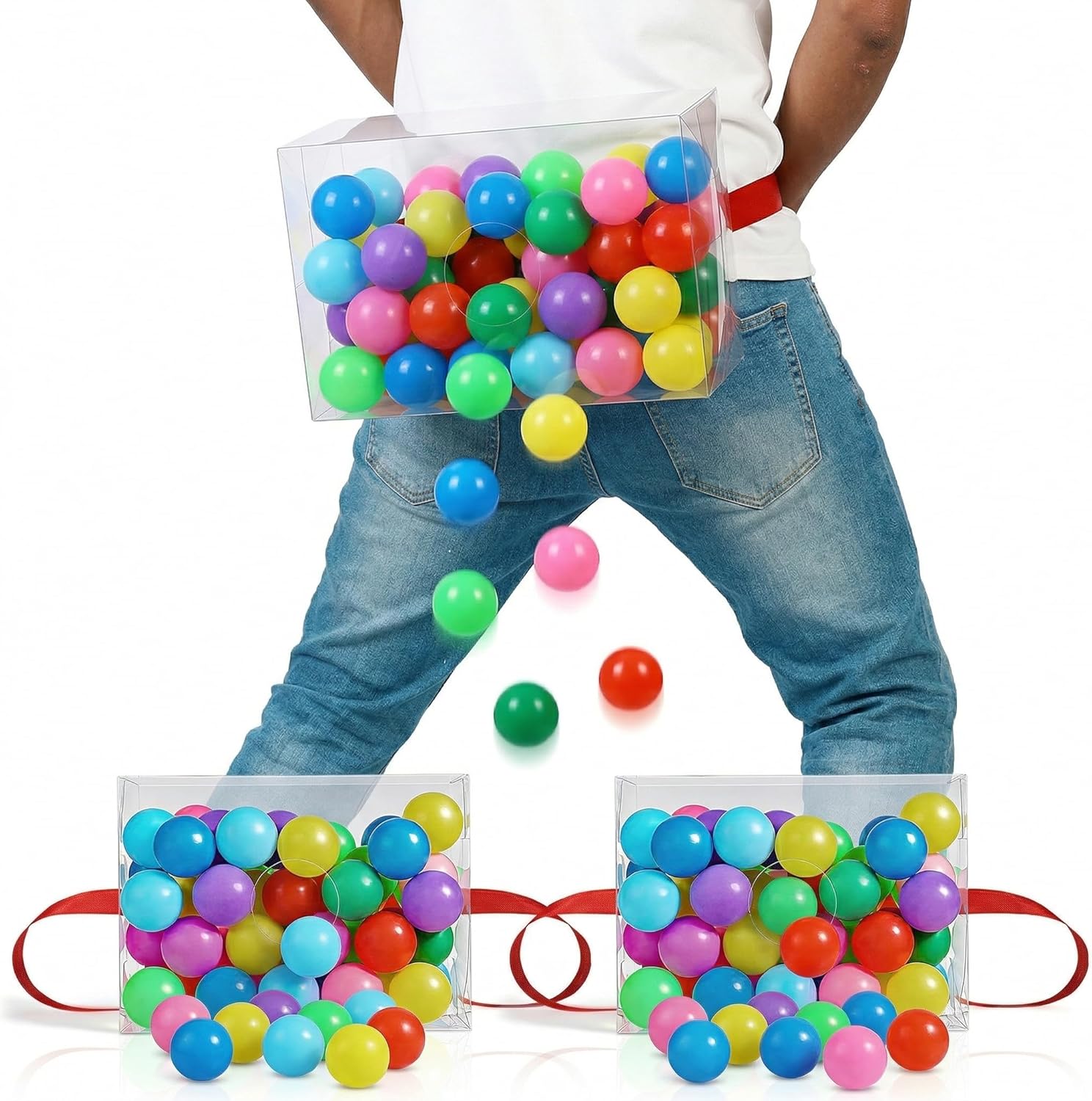 Toyvian 3 Sets Interactive Party Fun with Shaking Ball for Family Gatherings Includes Box Pong Balls Belts for Multiplayer Excitement