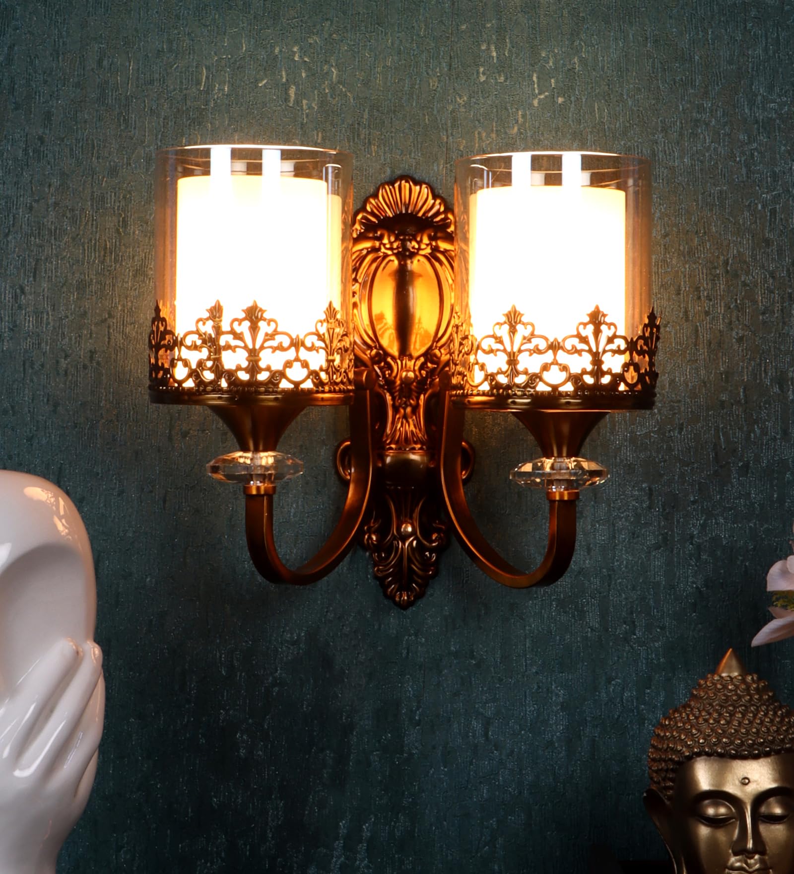 ELIANTE Saye Iron Wall Light | Glass Wall Lamp for Living Room, Bedroom, Dining Room, Kitchen | Without Bulb - S-477-2W | by Jainsons Lights (B0CQGGHQ24) Amazon Price History, Amazon Price Tracker