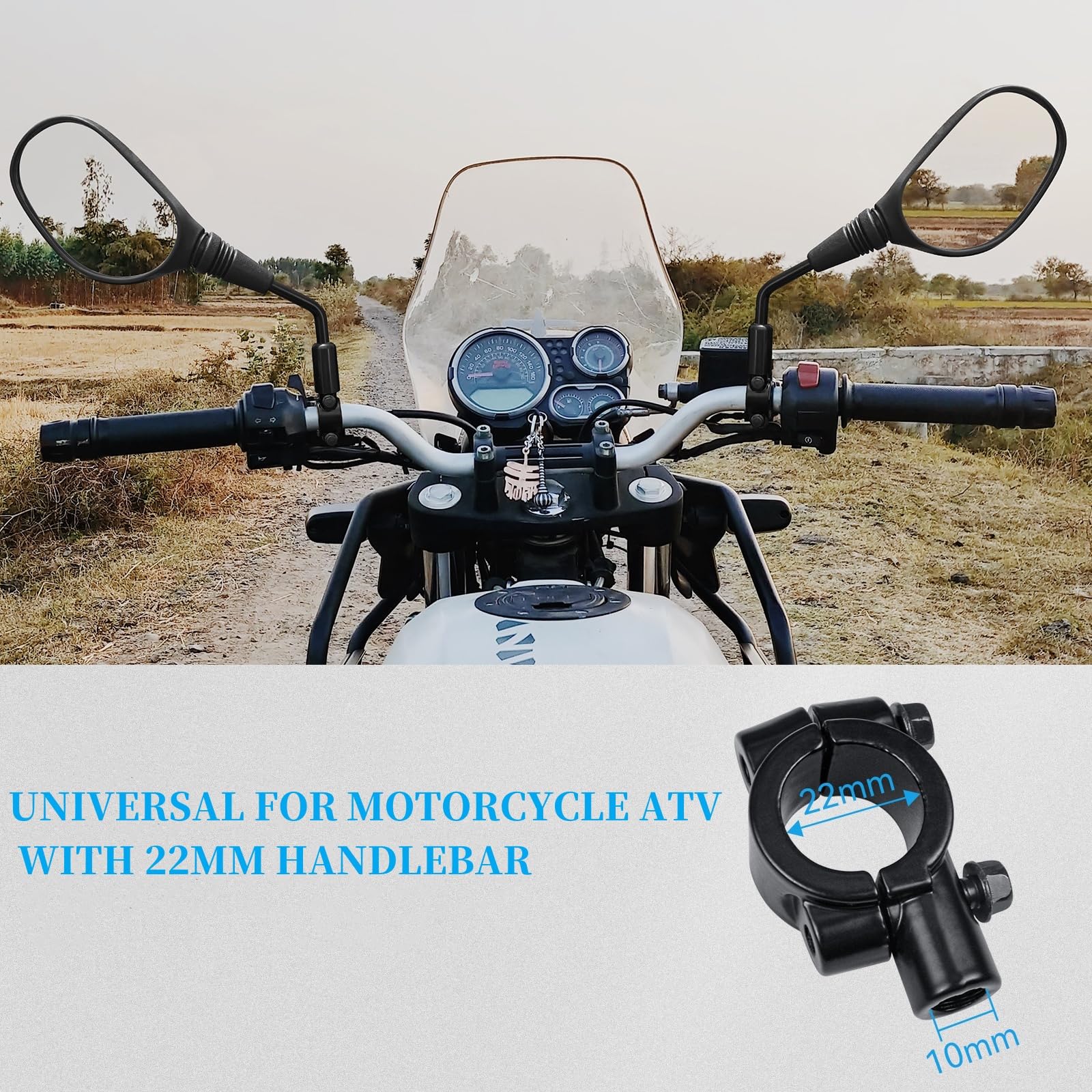 Zestaw lusterek motocyklowych M8 M10 z gwintem prawym i lewym, 2 sztuki, kompatybilne ze skuterem, skuterem, ATV, motorowerem, rowerem elektrycznym, 2 szt