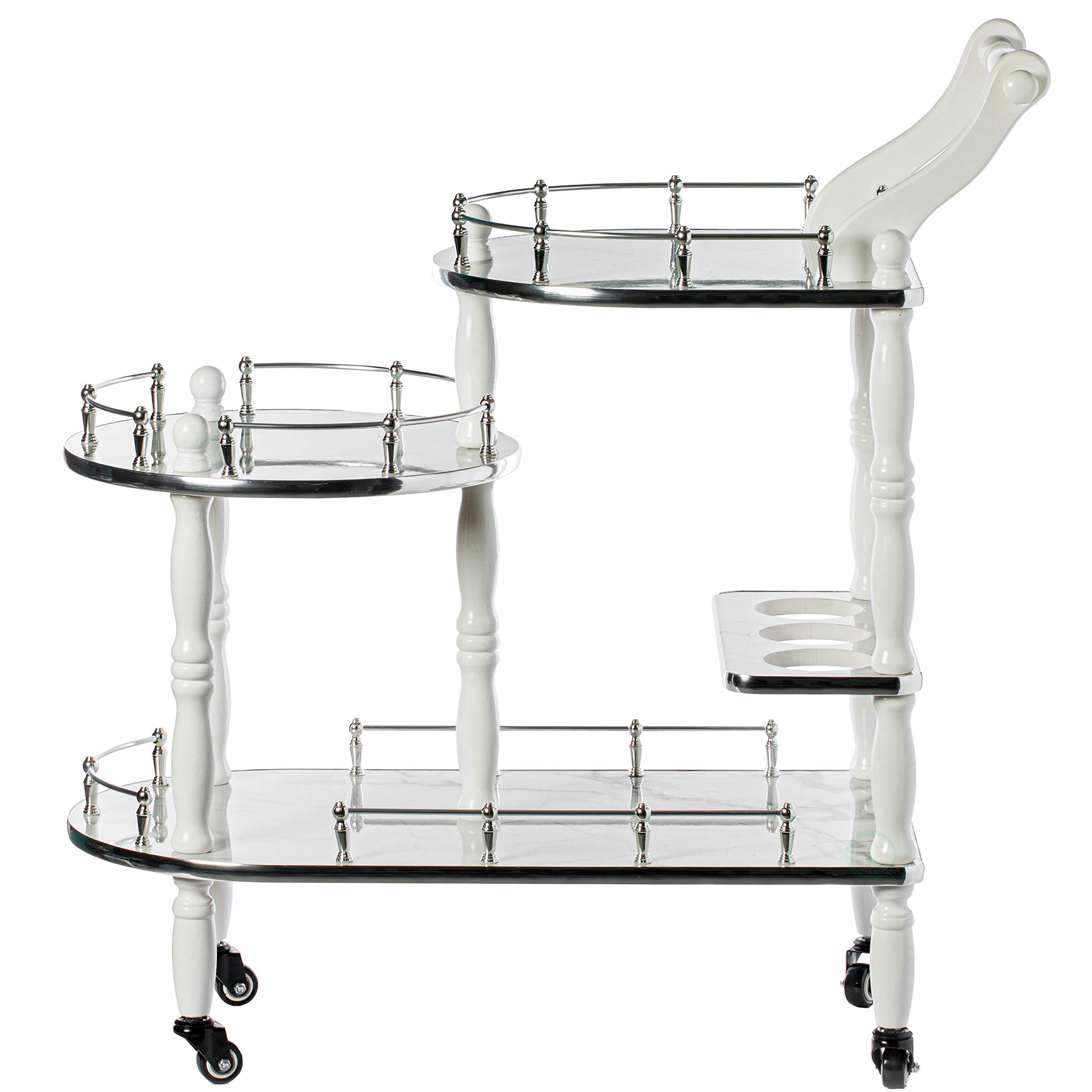 Buy Fabulaxe Wood Serving Bar Cart Tea Trolley with 3 Tier Shelves and