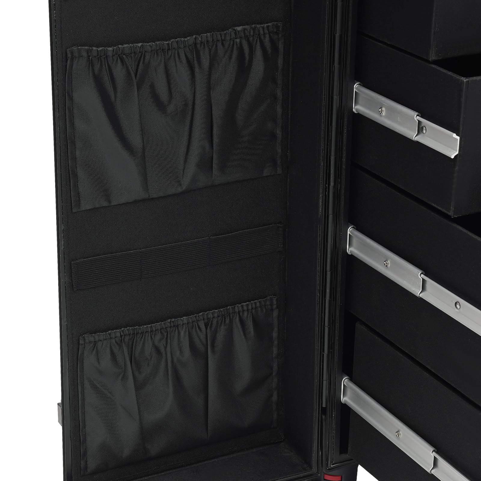 Walizka na kosmetyki 30 kg, zamykana, z 4 szufladami | Aluminiowa walizka na kółkach na kosmetyki, 3-stopniowy uchwyt, 6 kółek, kosmetyczka na podróż, walizka fryzjerska, czarna