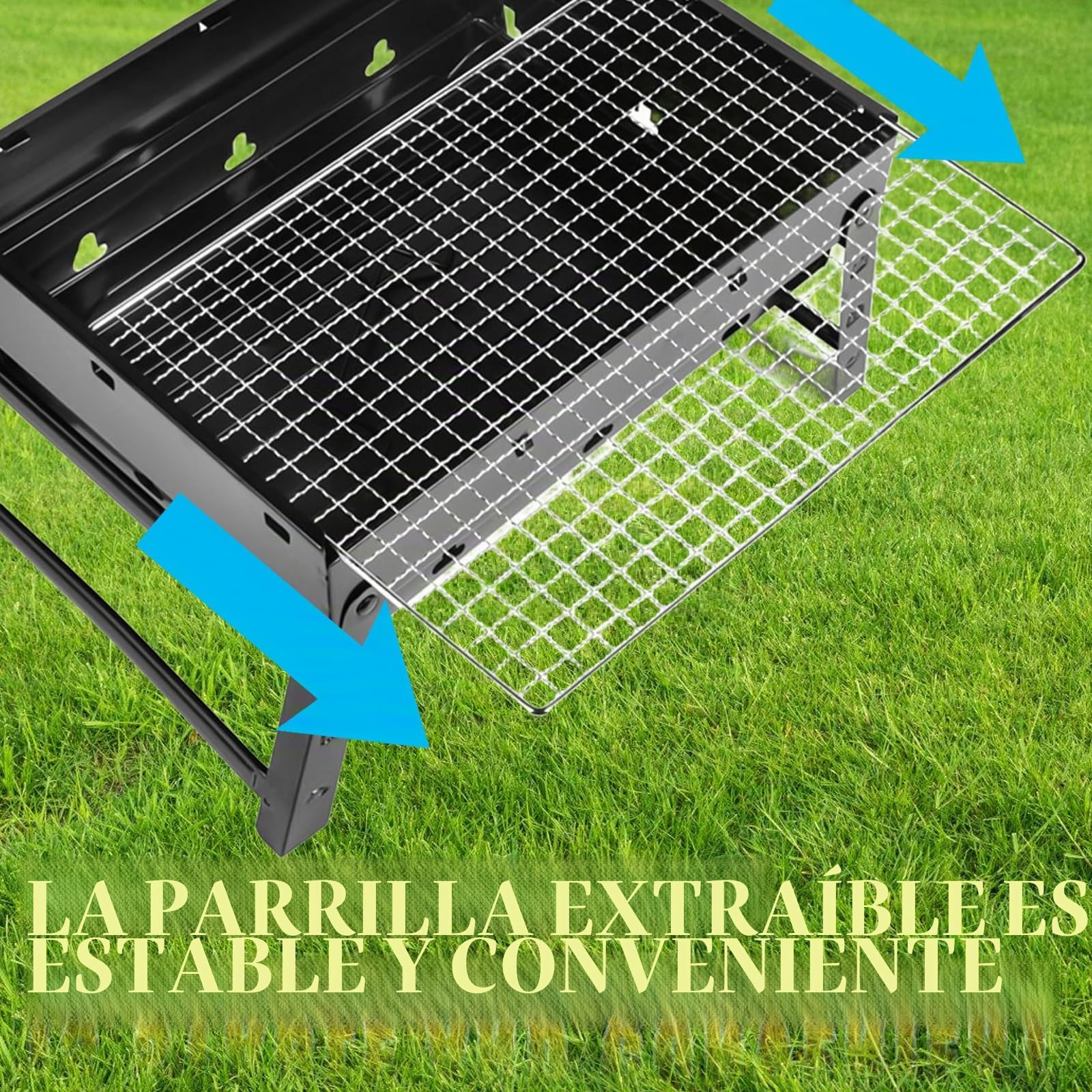Barbacoa de carbón: 35 x 27 x 20 cm Barbacoa de camping plegable pequeña, Barbacoa portátil de acero inoxidable para camping, Barbacoa portátil al aire libre para picnic/terraza/camping/viajes