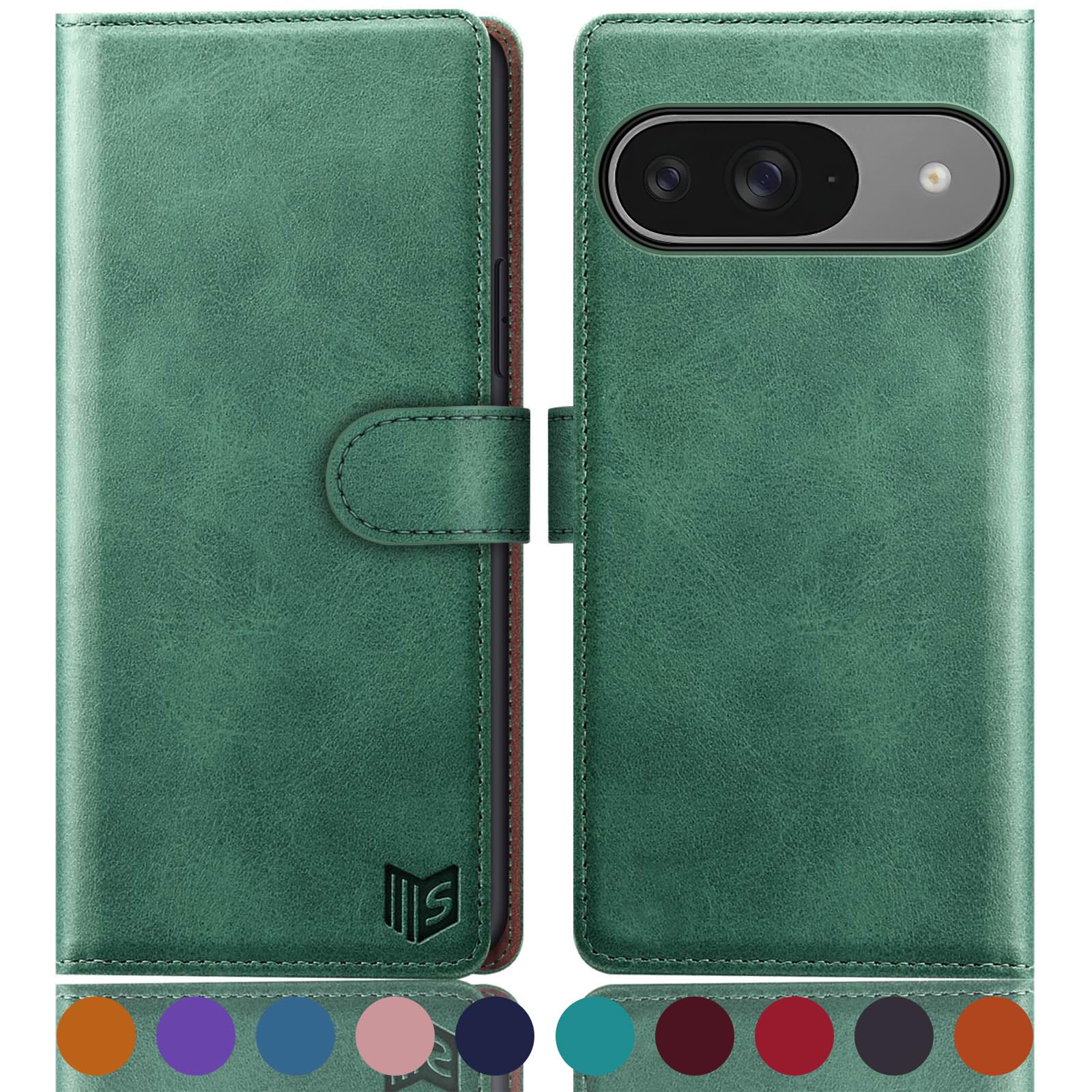 Custodia A Portafoglio Con Blocco RFID Per Google Pixel 9A – Pelle PU Con Tasche Per Carte – Antiurto E Antifurto – Colore Verde Acqua - 3