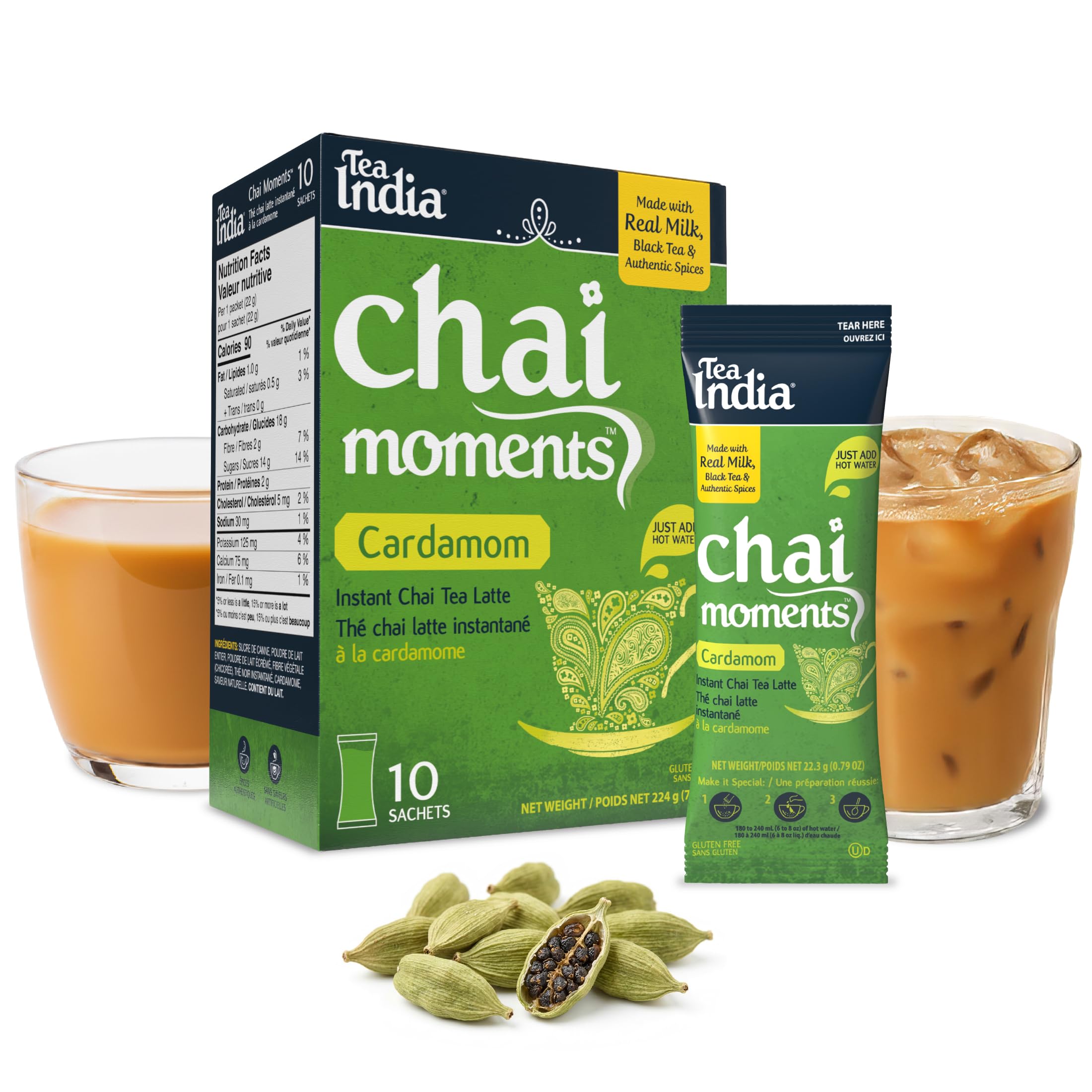 Amazon.com : Tea India Chai Moments Cardamom Chai Instant Latte
