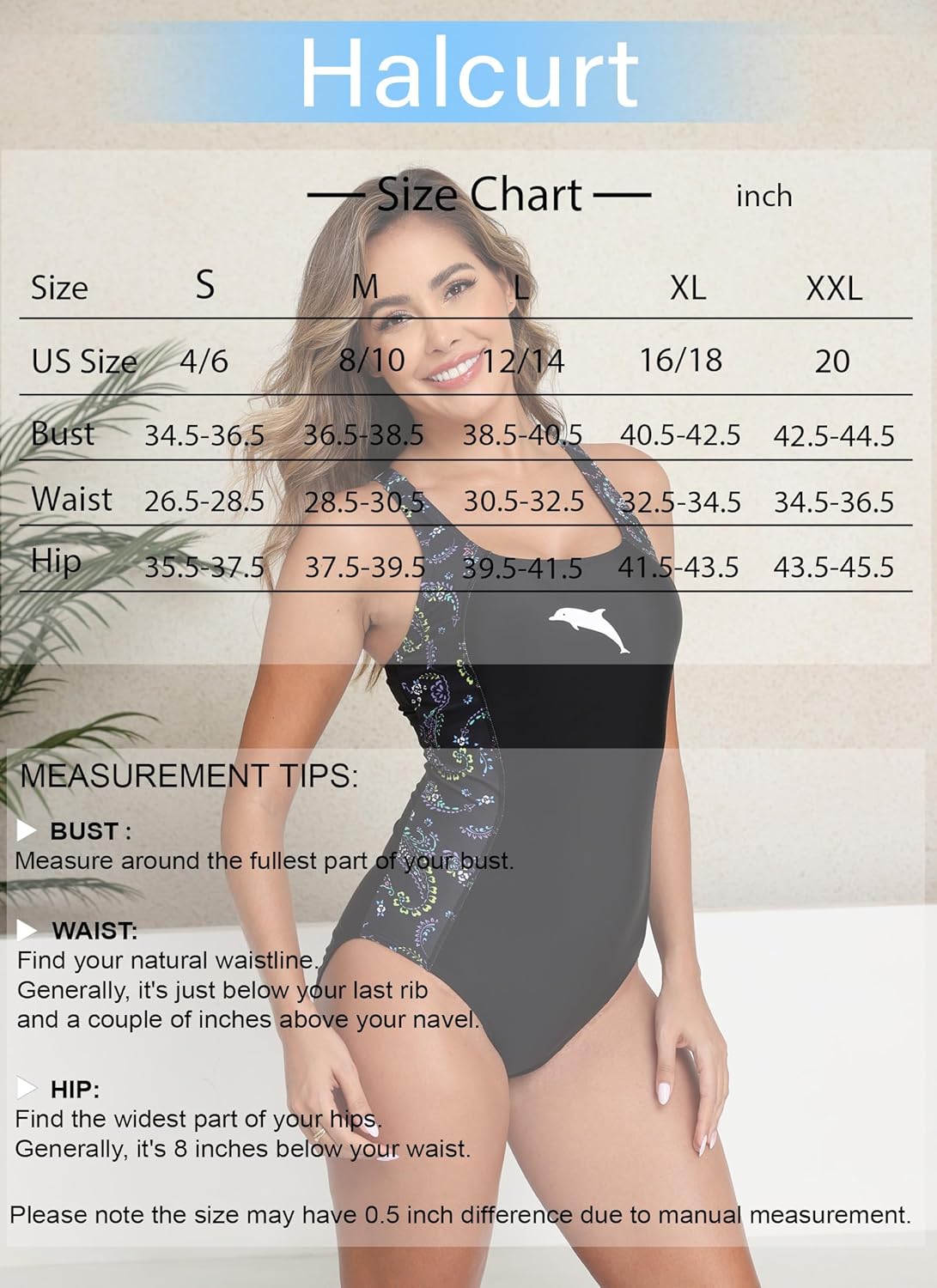 Halcurt Women's Athletic Swimsuit Adjustable Strap One Piece Swimsuit Racerback Bathing Suit - Image 6