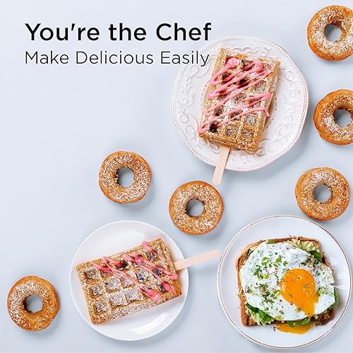 Miniatura 6 de LIVEN - Mini waflera con platos extraíbles de 3 formas (eléctrica, antiadherente), plancha pequeña de chaffles, máquina de desayuno para belga, dona