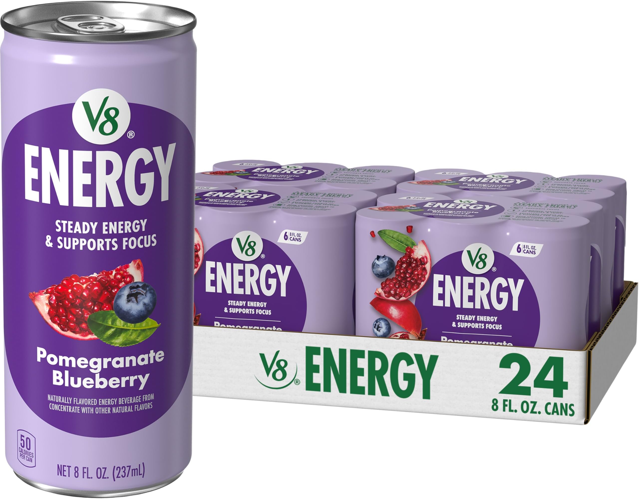 Energy Pomegranate Blueberry Energy Drink, 8 fl oz Can (24 Pack)