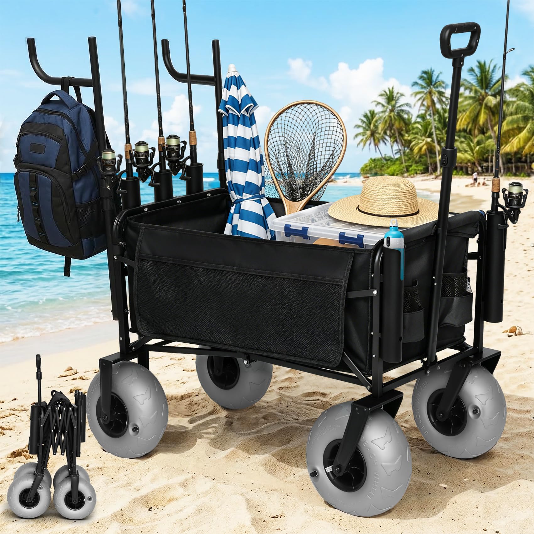 Fishing Cart Beach Wagon for Sand, 9