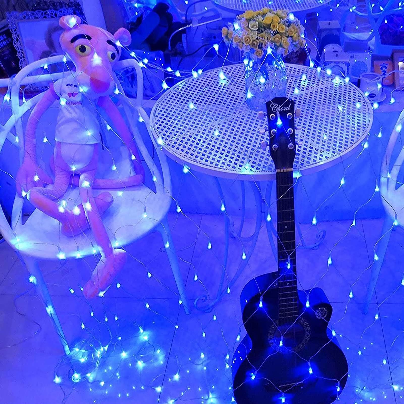 DealBeta Outdoor Led Net Mesh Lights 200LEDs ,9.8ft x 6.6ft Outdoor String Lights Battery Powered Indoor 8 Modes with Remote