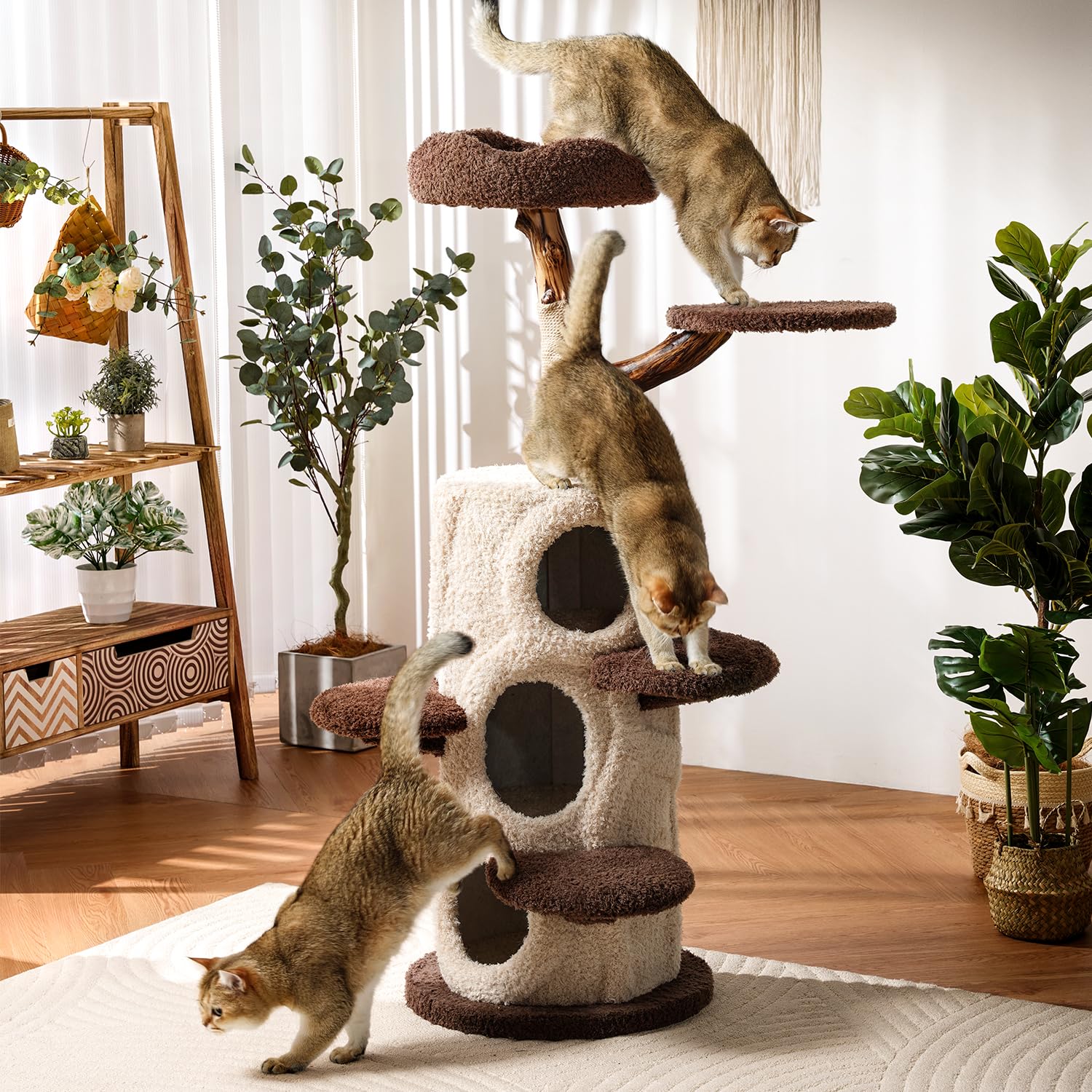 Cat Tree Wooden Floor To Ceiling Cat Tree, Wood Cat Tree, Tall Cat