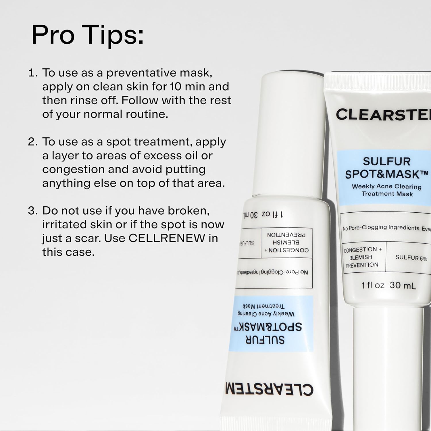 CLEARSTEM SULFUR SPOT&MASK Face Mask for Acne - Sulfur Spot Cleanser Facial Mask - Weekly Acne Face Mask for Clear & Smooth Skin - Made with Kaolin Clay & Glycolic to Reduce Blackheads & Blemishes - Image 6