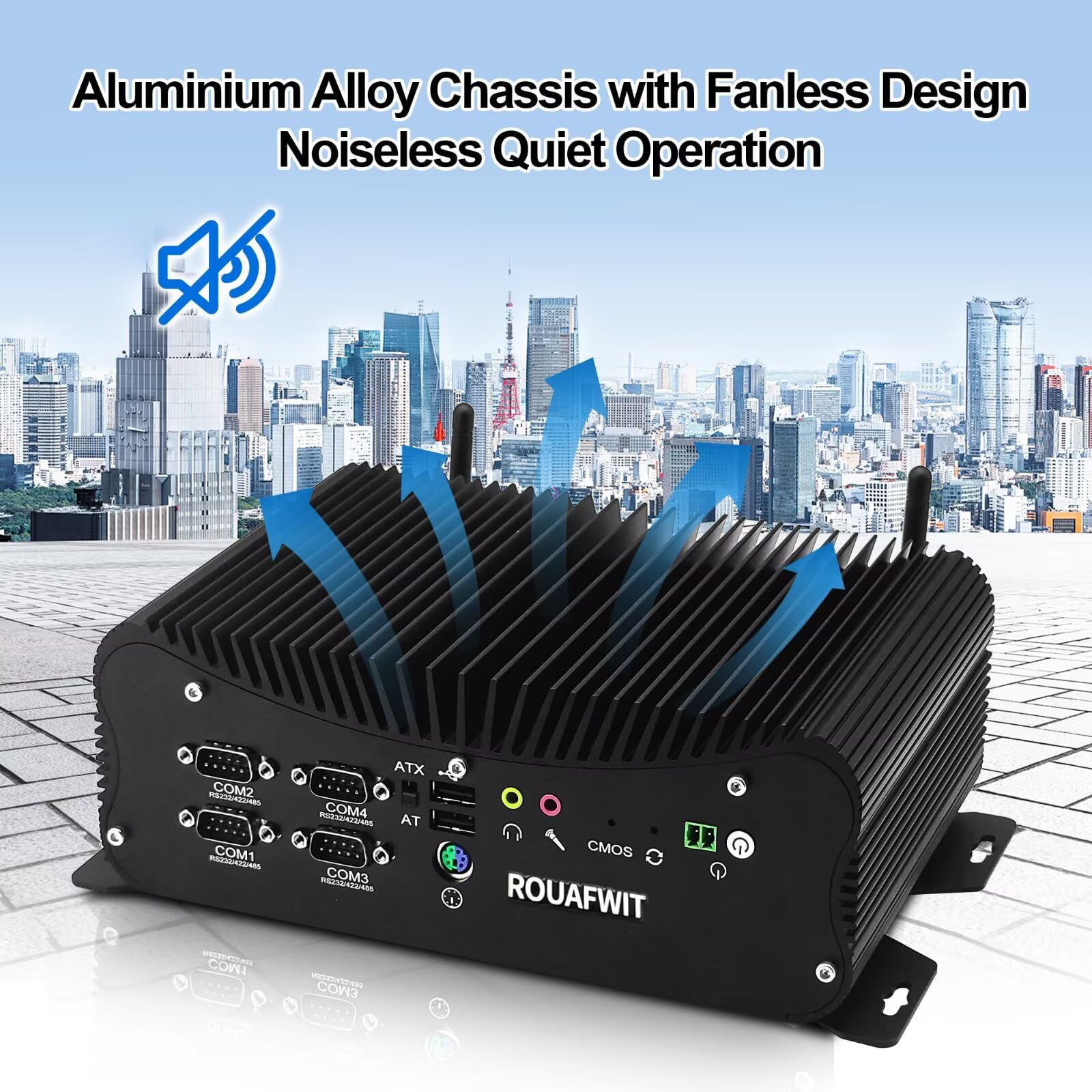 Industrie PC Fanless Mini PC Core i7-7560U, DDR4 8GB RAM 256GB SSD, Barebone, 4RS232/422/485COM, 2Gigabit LAN, HD+VGA, Fanless Industrial Fanless Embedded Auto Power On