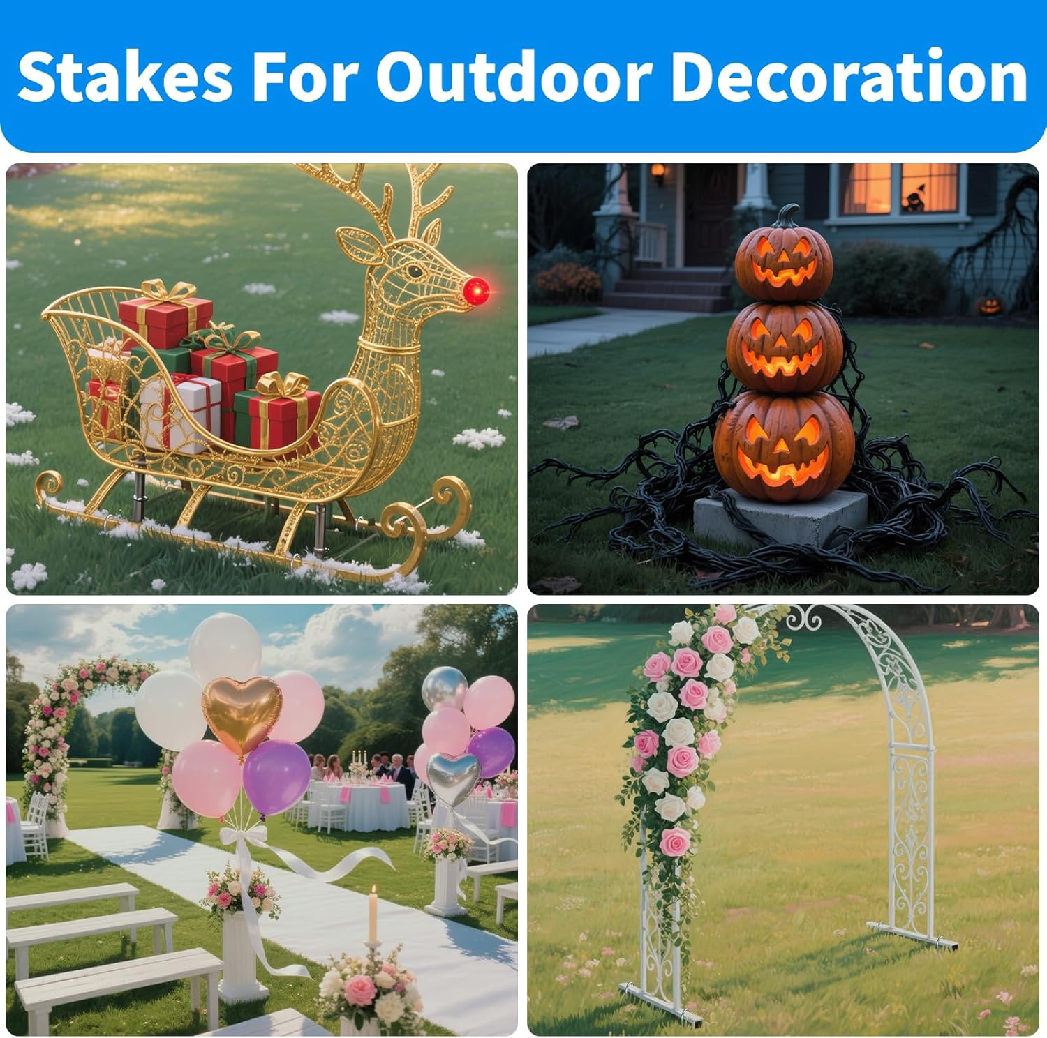 MySit 12 Inch 50 Pack Heavy Duty U Shaped Garden Stakes, 11 Gauge Galvanized Fence Stakes Landscape Staples Metal Yard Stakes for Ground, Drip Hose, Inflatables, Outdoor Decorations