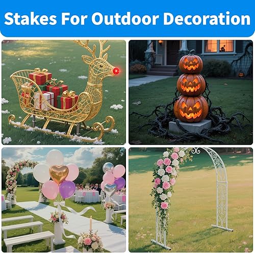 Miniatura 6 de MySit Paquete de 50 estacas de jardín de 12 pulgadas, resistentes calibre 11, galvanizadas, clavijas en U, vallas de riego por goteo, estacas de