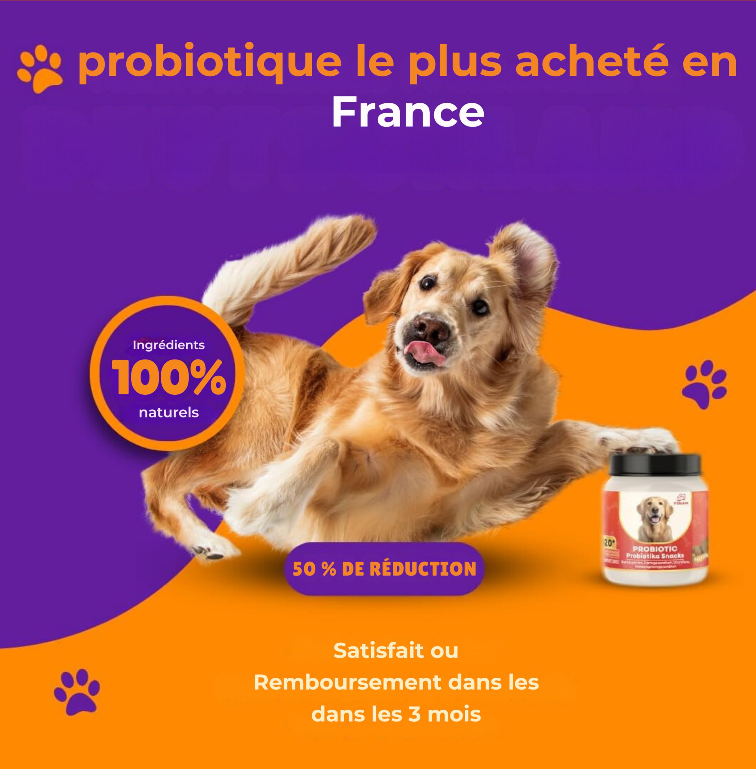 Probiotiques pour chiens - 120 collations - Amélioration de la digestion et du système immunitaire - Développement de la flore intestinale, santé digestive, ventre sensible, cire, nauséabonde et