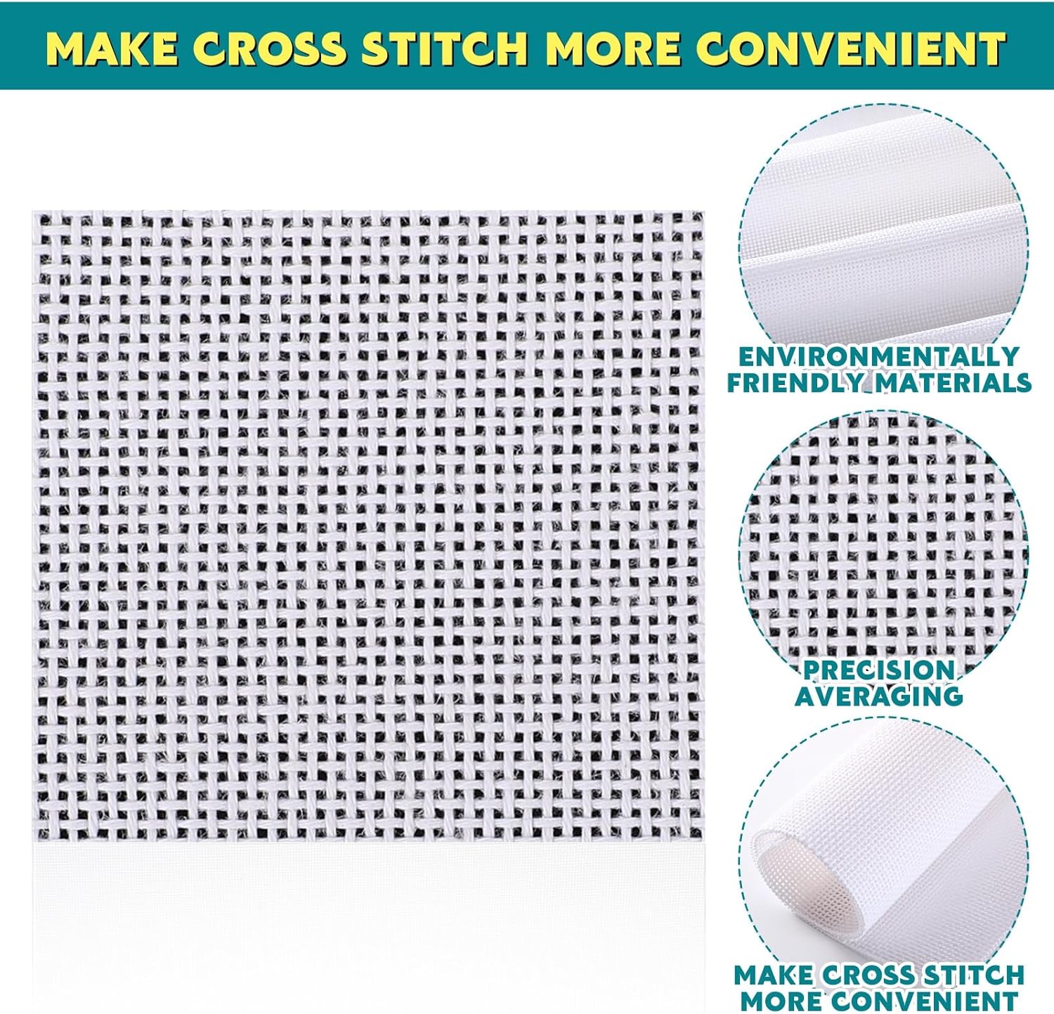 2 Pack Needlepoint Canvas 13 Mesh Blank White Canvas Pure Cotton Needlepoint Mesh Twist Interlock for Embroidery DIY Knit Crochet Projects Make Dividers (26 x 20 Inches)