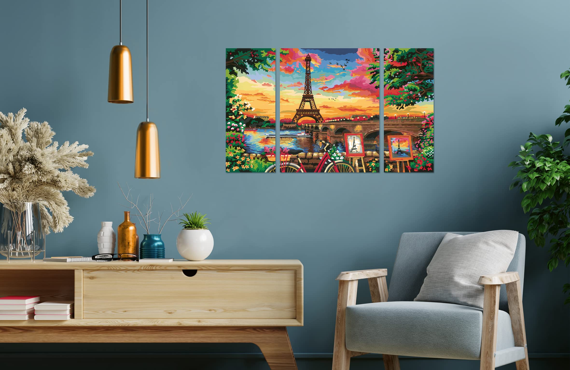 Ravensburger – CreArt format 80x50cm – Triptyque – Paysage des Cinque Terre Italie – Loisir créatif – Peinture par numéros adulte - Activité détente et créative – Dès 12 ans – 23529