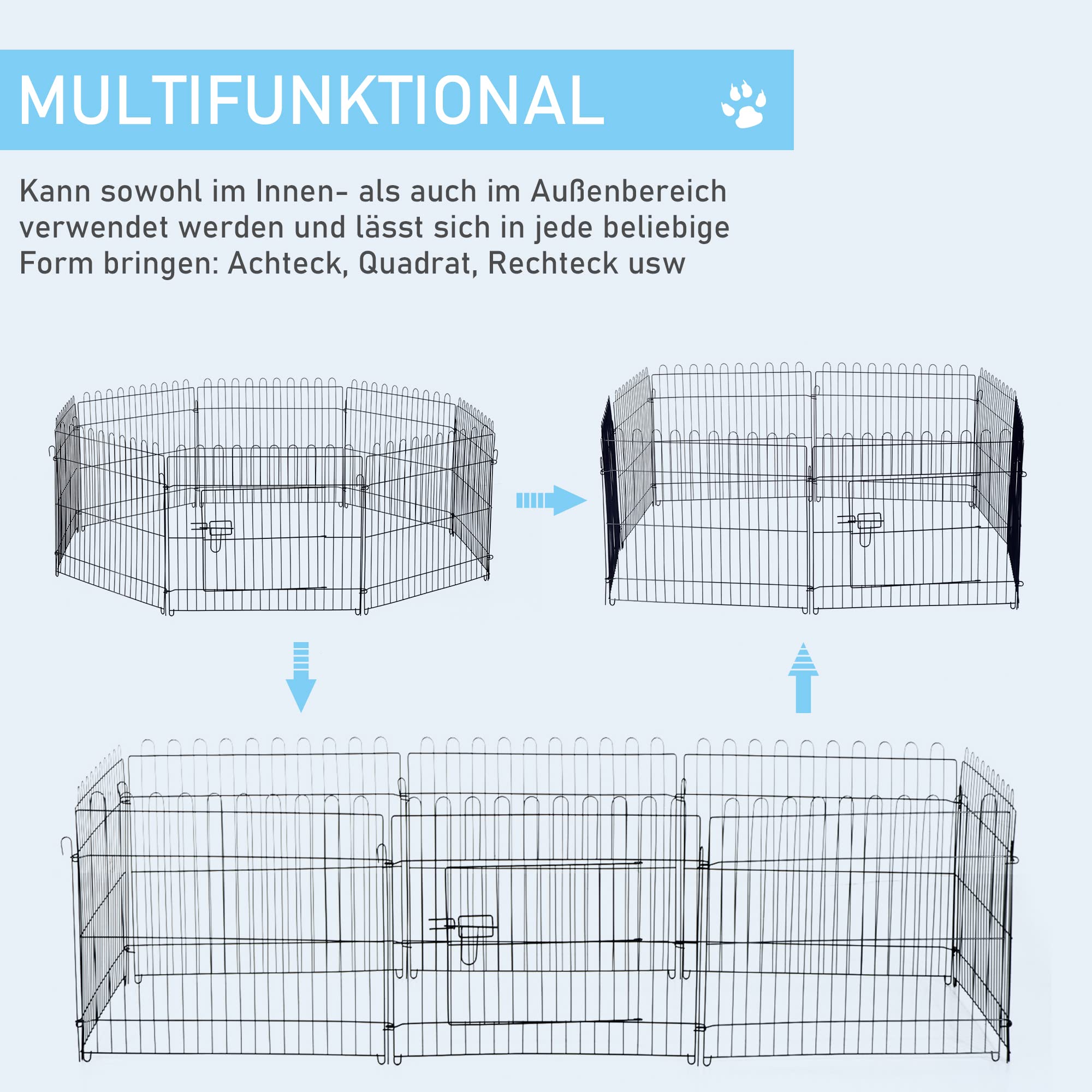 PawHut® Welpenauslauf Welpenzaun Laufstall Freilaufgehege Welpengitter Maße: 71x61cm
